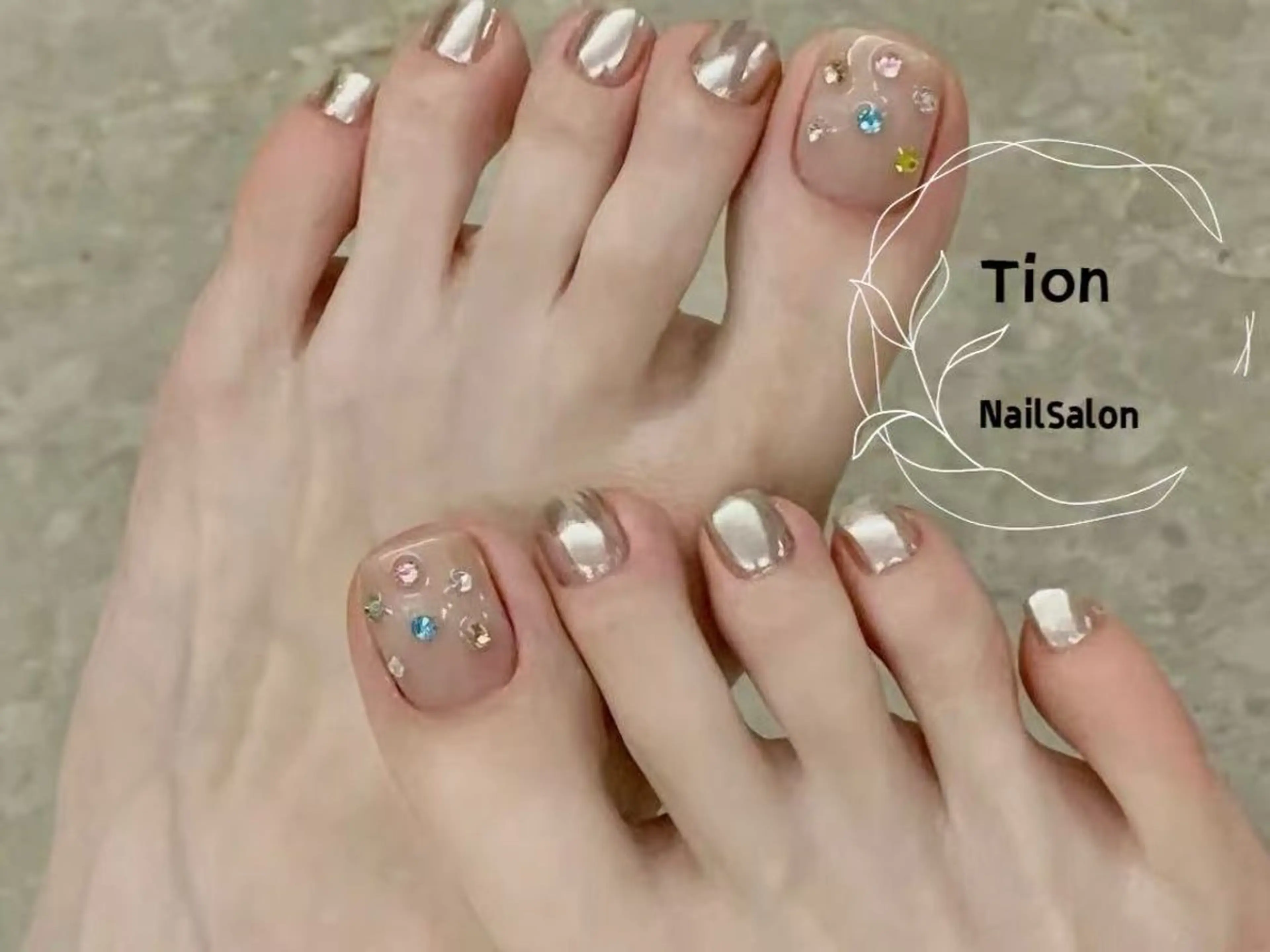 ネイル チークネイル 長さ出し フットネイル フレンチネイル ジェルネイル Nailsalon Tion武蔵小杉店のネイルデザイン