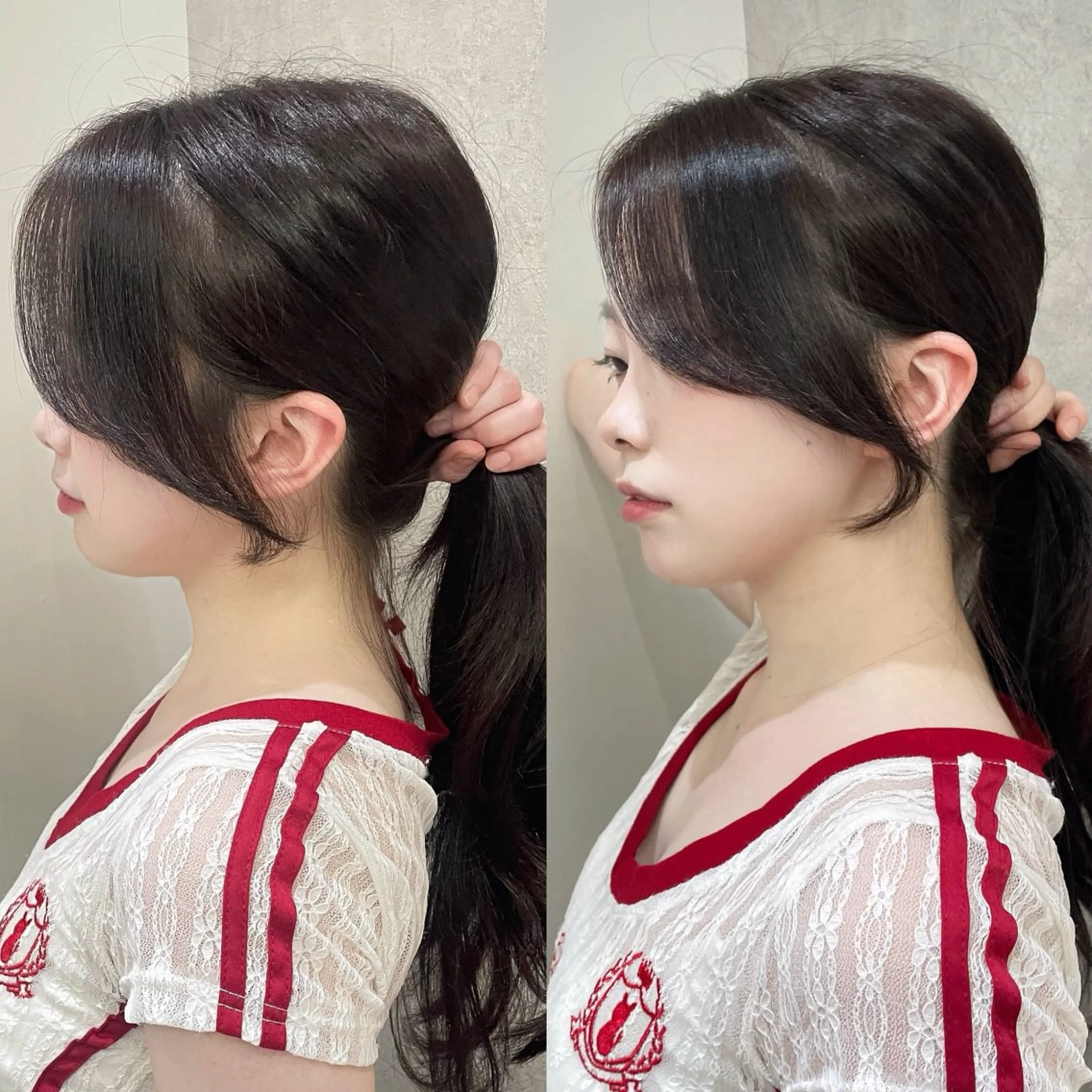 ロング 顔周りカット 韓国風ヘア カット ヘアカラー トリートメント 韓国ハッシュカット✨ レイヤーカット🍒のヘアスタイル