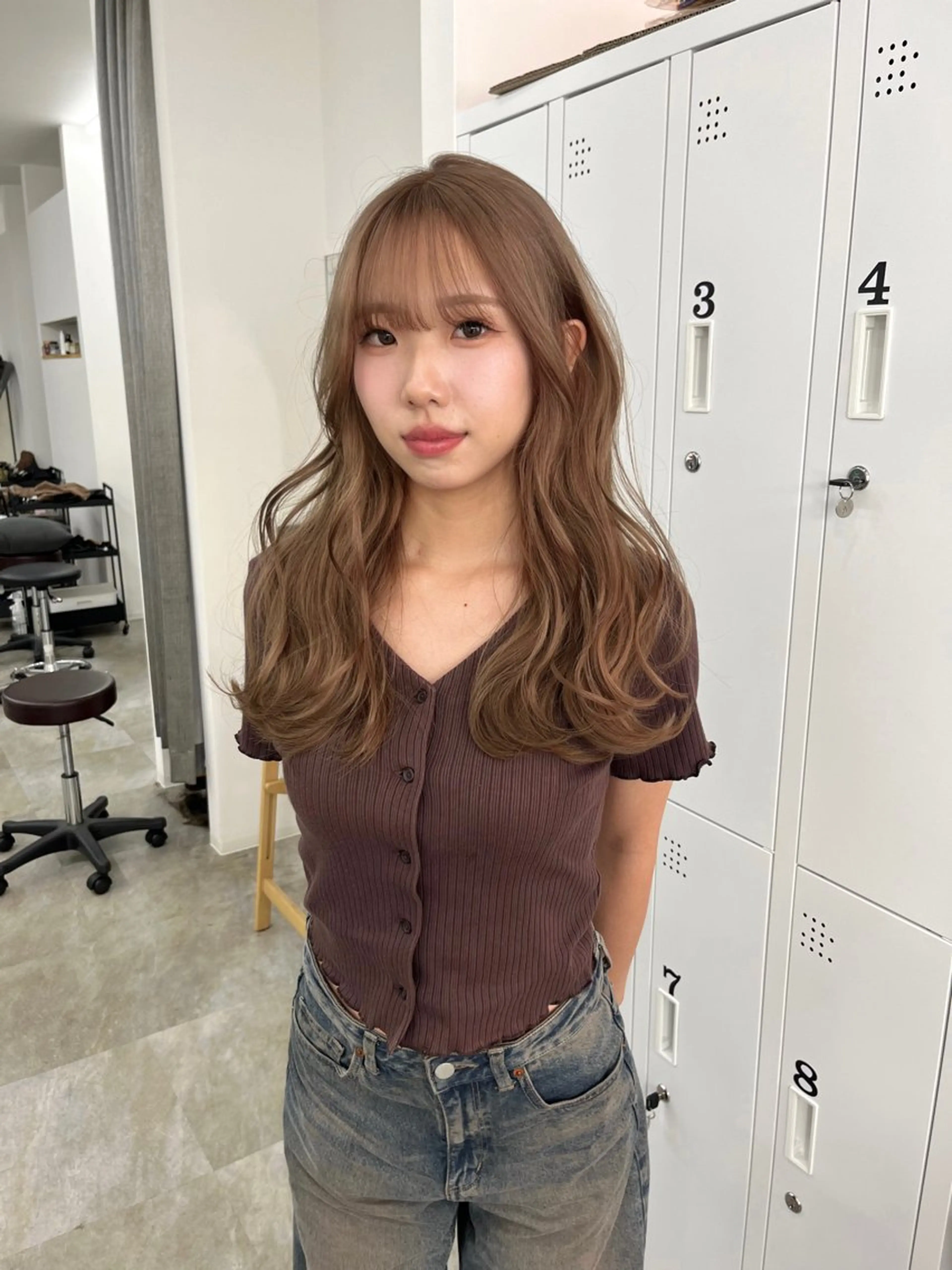 ロング カラー カット ヘアカラー トリートメント ベージュ⟡˖ブリーチ ˖ ࣪⊹あずきのヘアスタイル