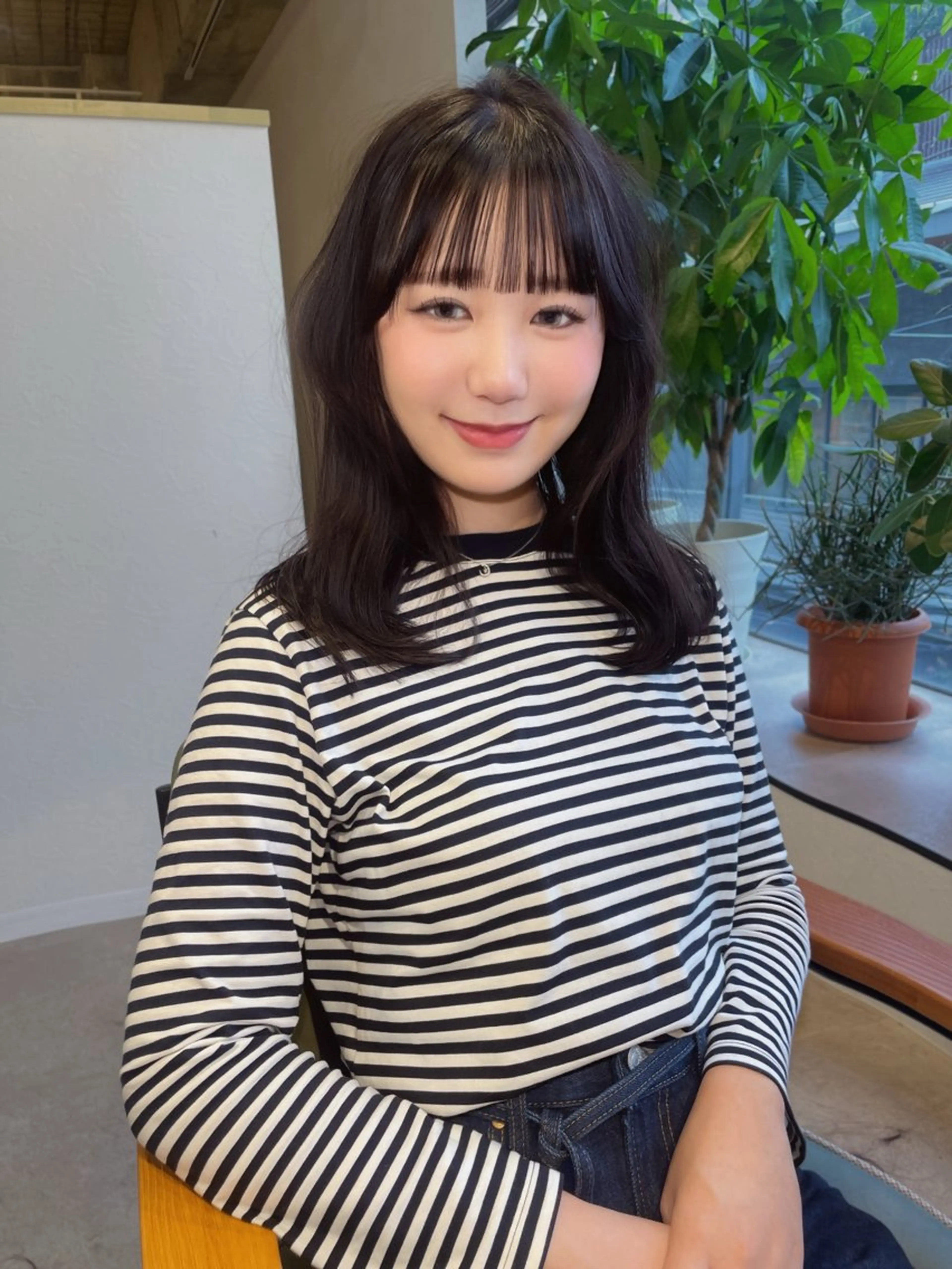 ミディアム カット ヘアカラー トリートメント 似合わせカット/ 顔周りカット/まりなのヘアスタイル