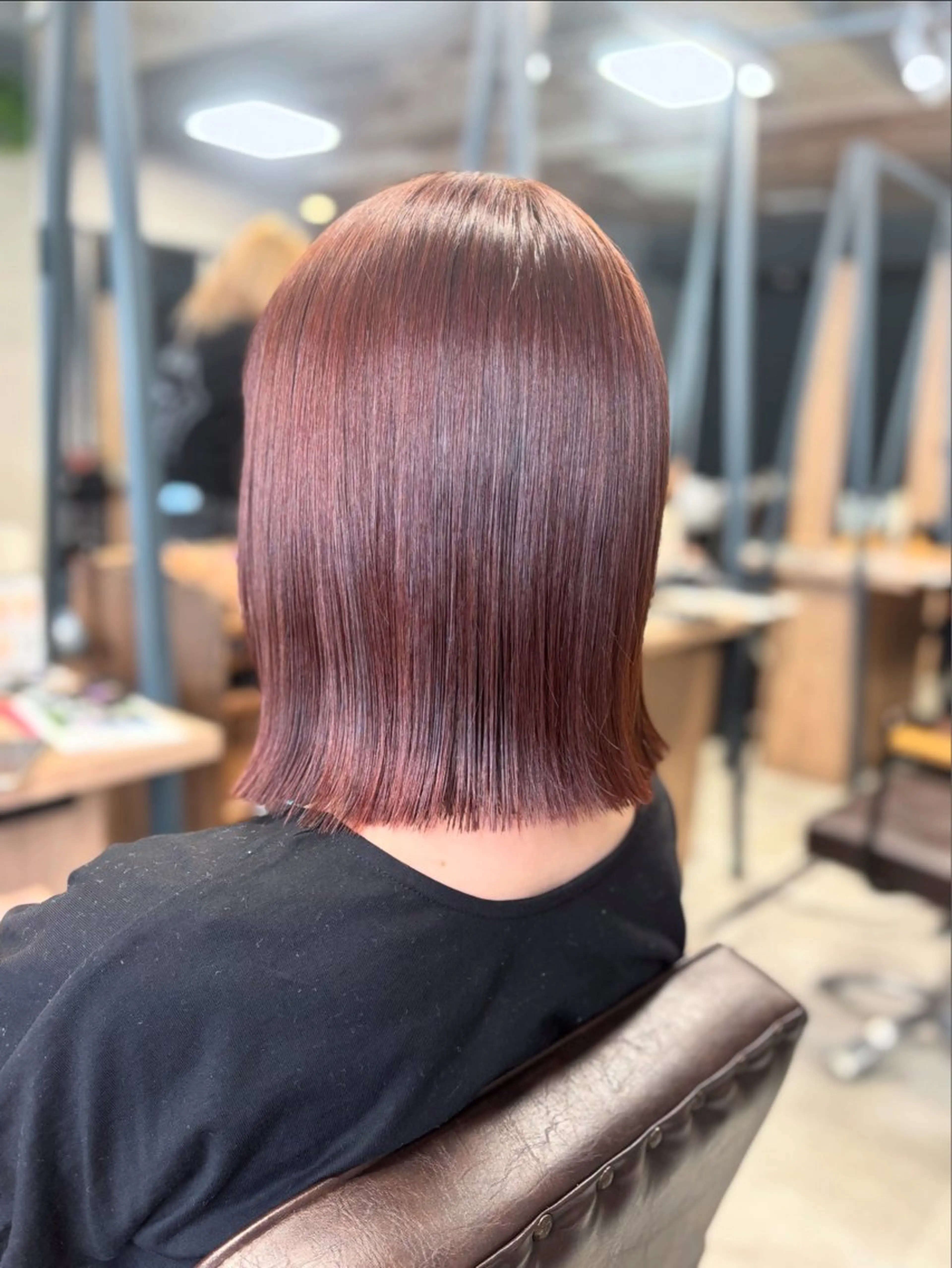 ミディアム ピンクブラウン ボブ カット ヘアカラー トリートメント きょうか🩶 /髪質改善/艶髪のヘアスタイル