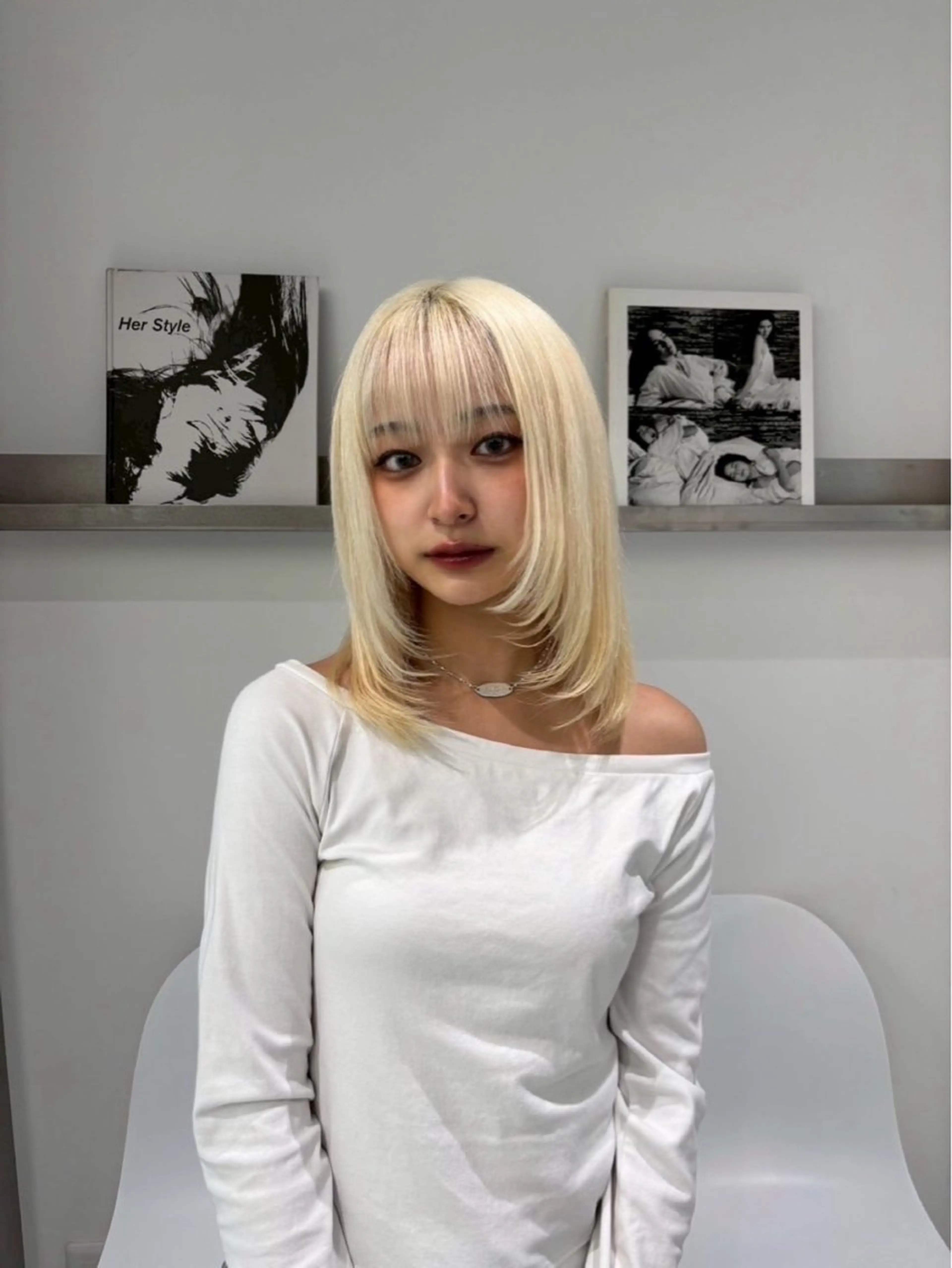 セミロング カラー ヘアカラー ハイトーン/ miyu🧚🏻のヘアスタイル