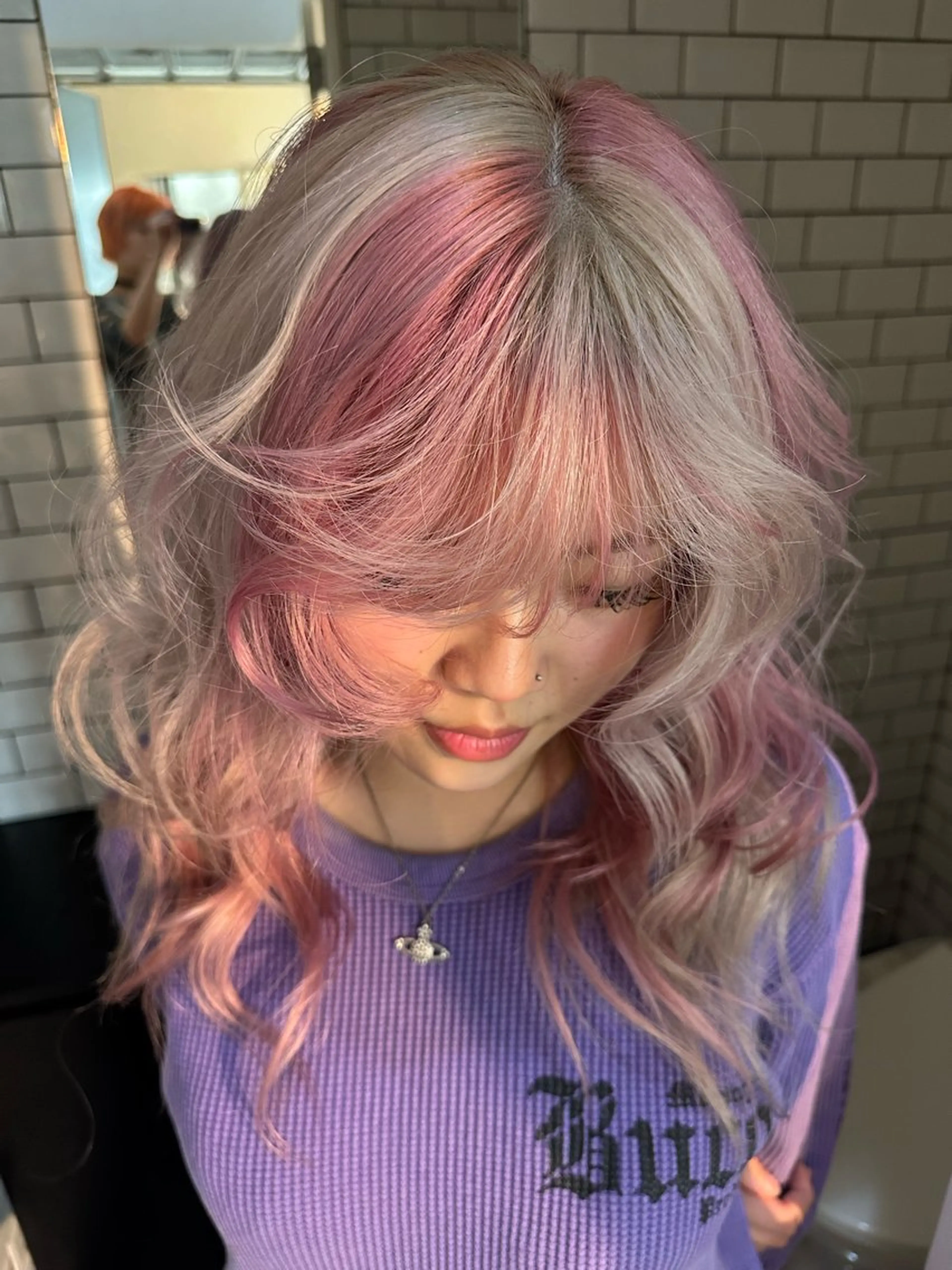 ブリーチ+カラー+デザインの写真