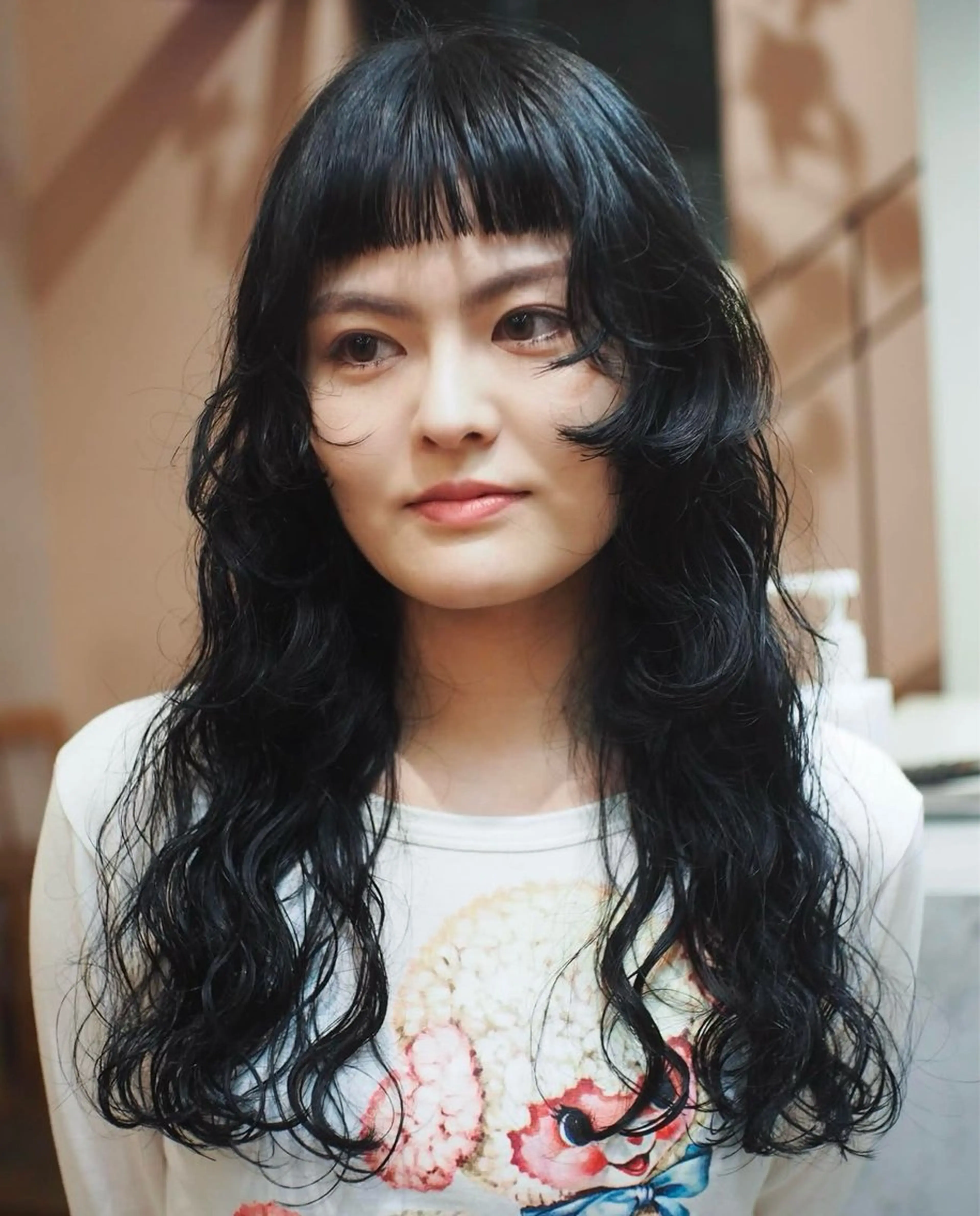 ロング カラー パーマ 黒髪 カット パーマ トリートメント 原宿/似合わせヘア 💐たかさきかなこのヘアスタイル