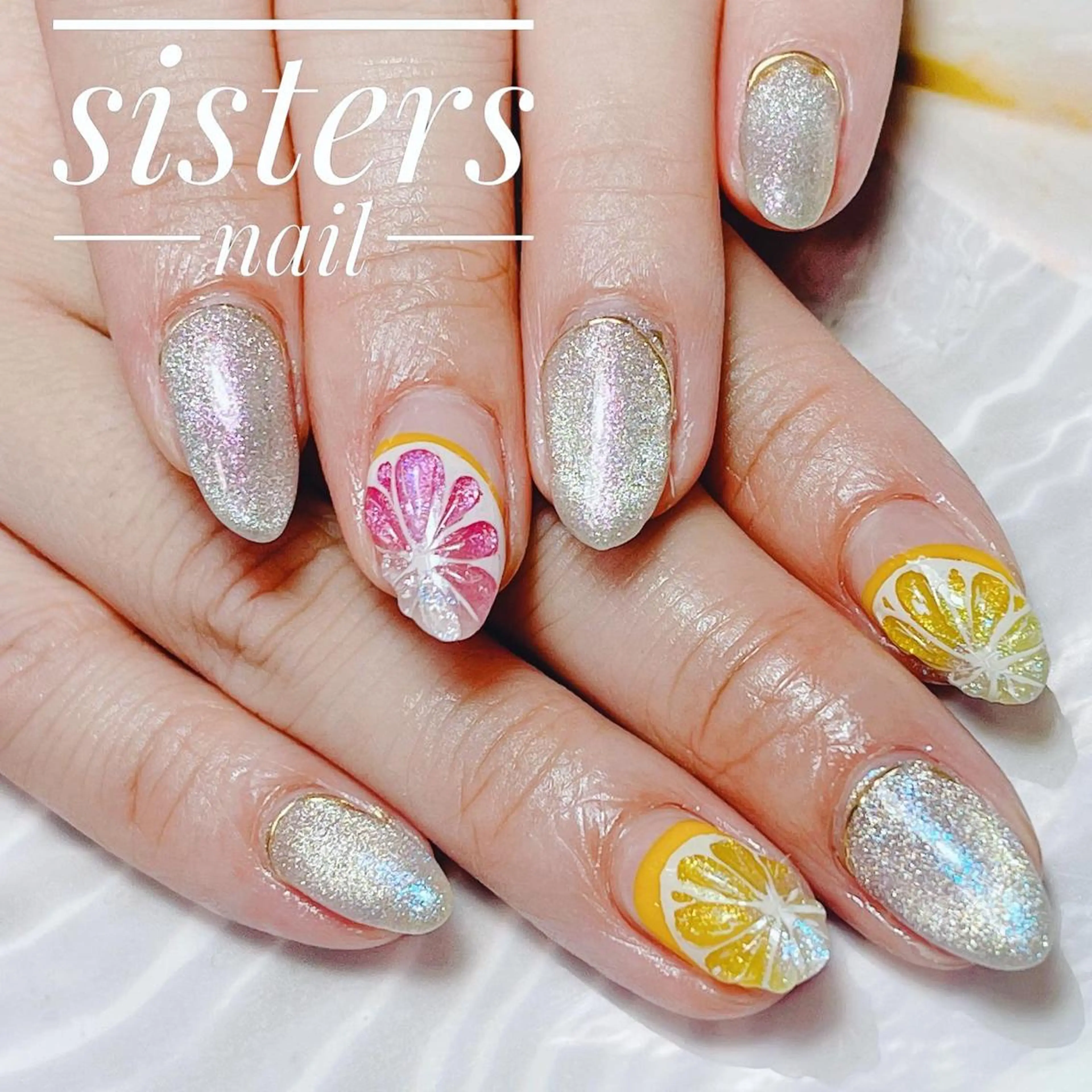 ネイル アートネイル マグネットネイル ピンク 夏ネイル sisters nail.fのネイルデザイン