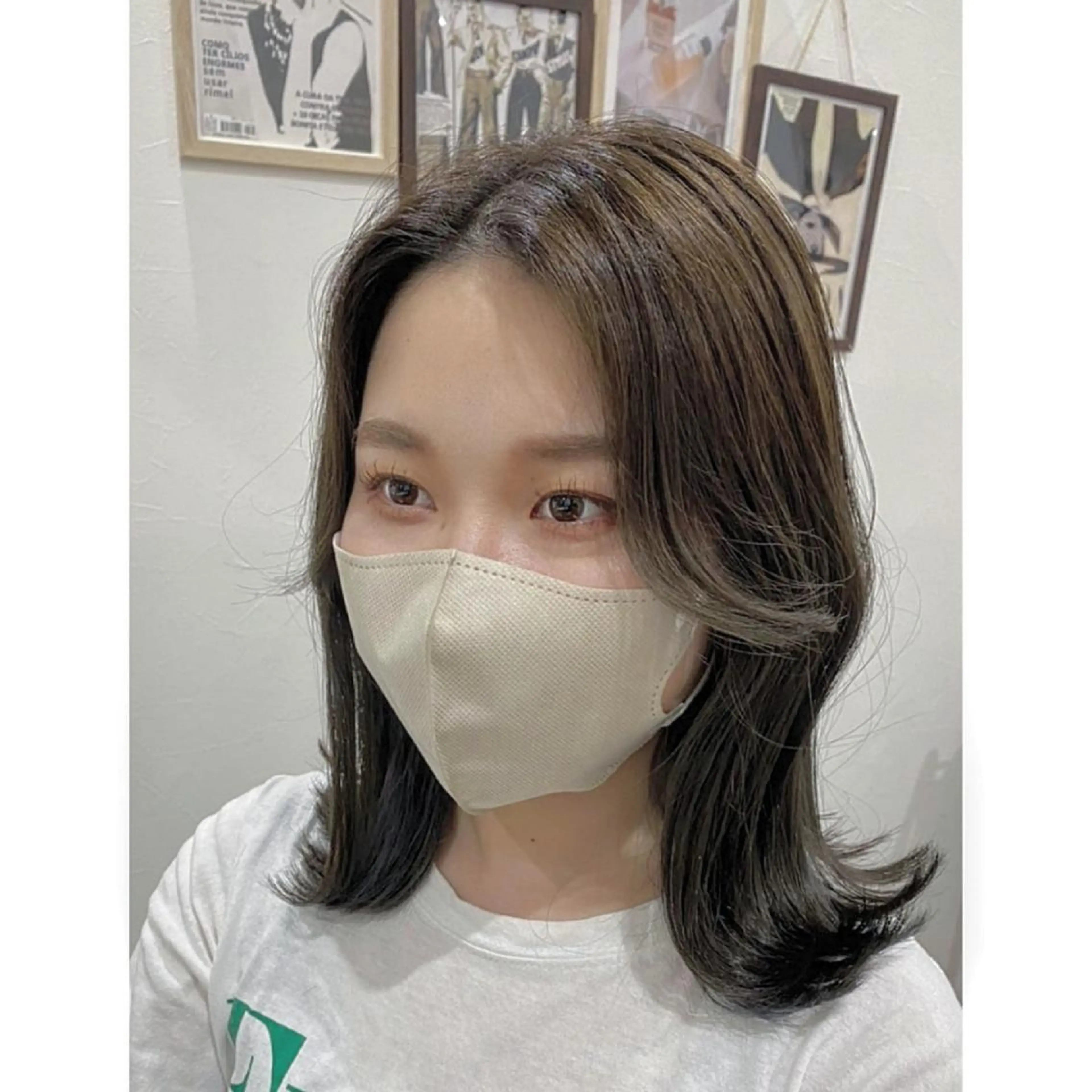 ミディアム カラー ヘアアレンジ アッシュ ベージュカラー オリーブアッシュ オリーブベージュ オリーブカラー 髪質改善サロン🍃 AIRI のヘアスタイル