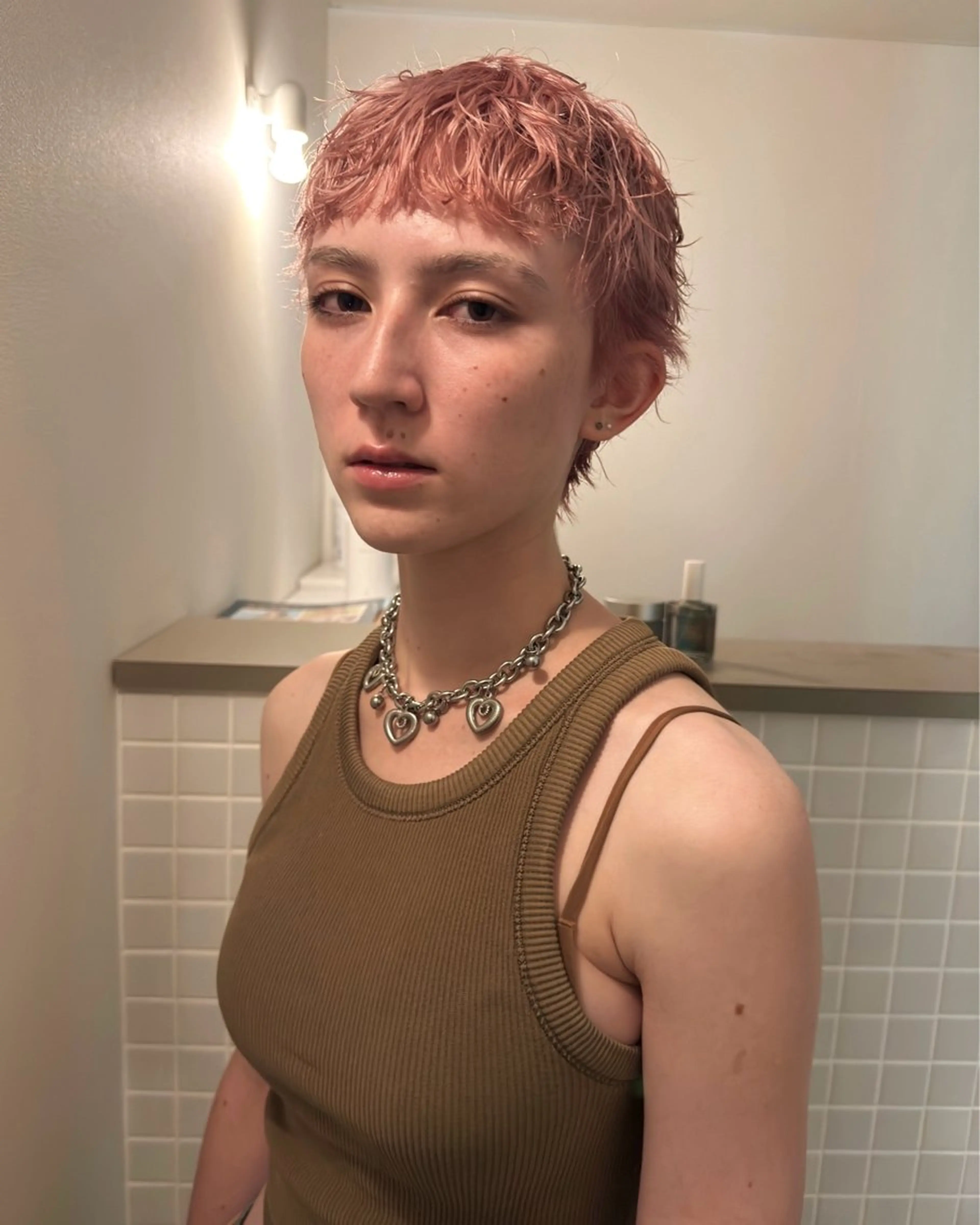 ショート カラー ピンクカラー カット ヘアカラー トリートメント ブリーチ/似合わせ Kaito🦕/栄のヘアスタイル