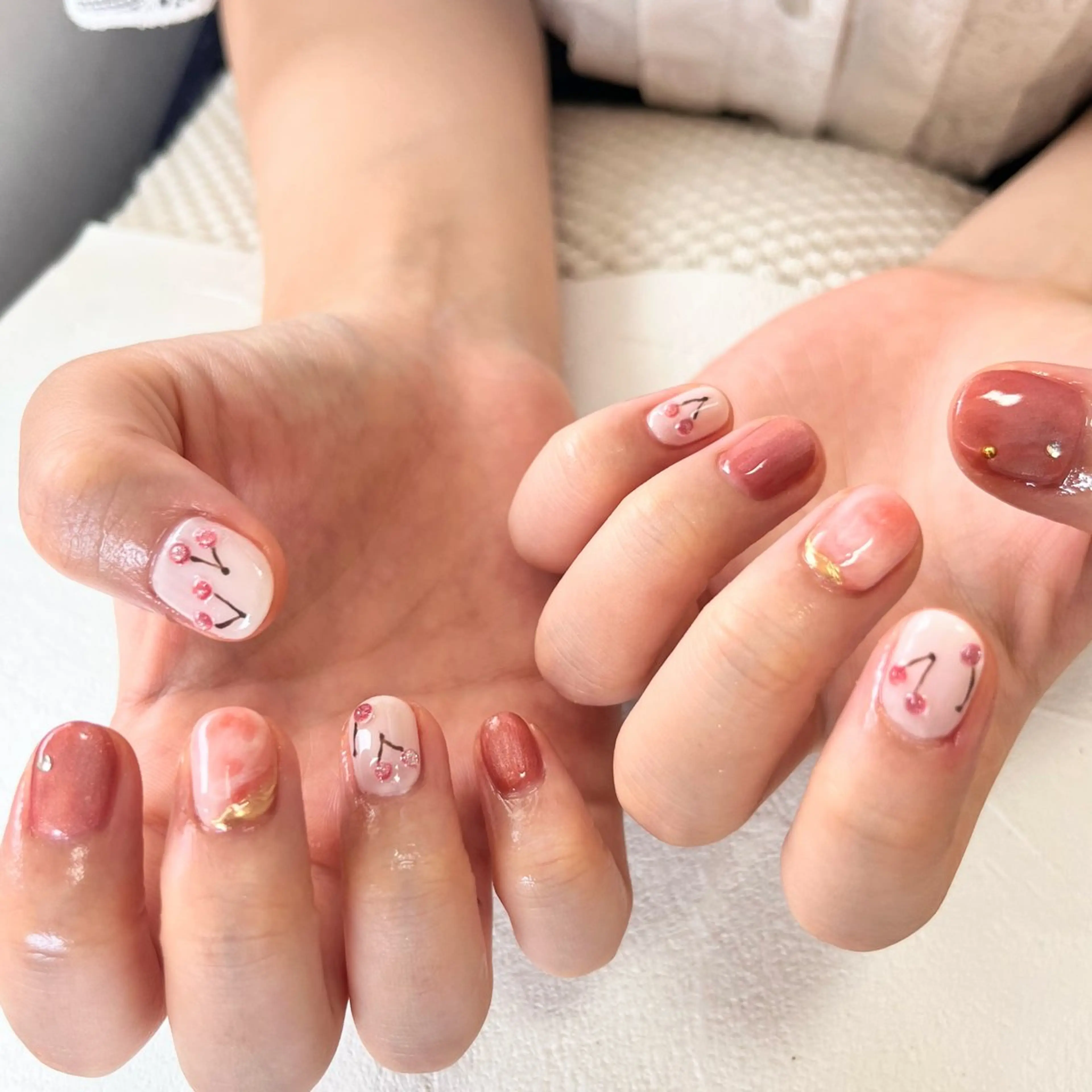 ネイル ジェルネイル マグネットネイル ニュアンスネイル ピンク ぷっくりネイル ハンドネイル tamu nail 　金町のネイルデザイン