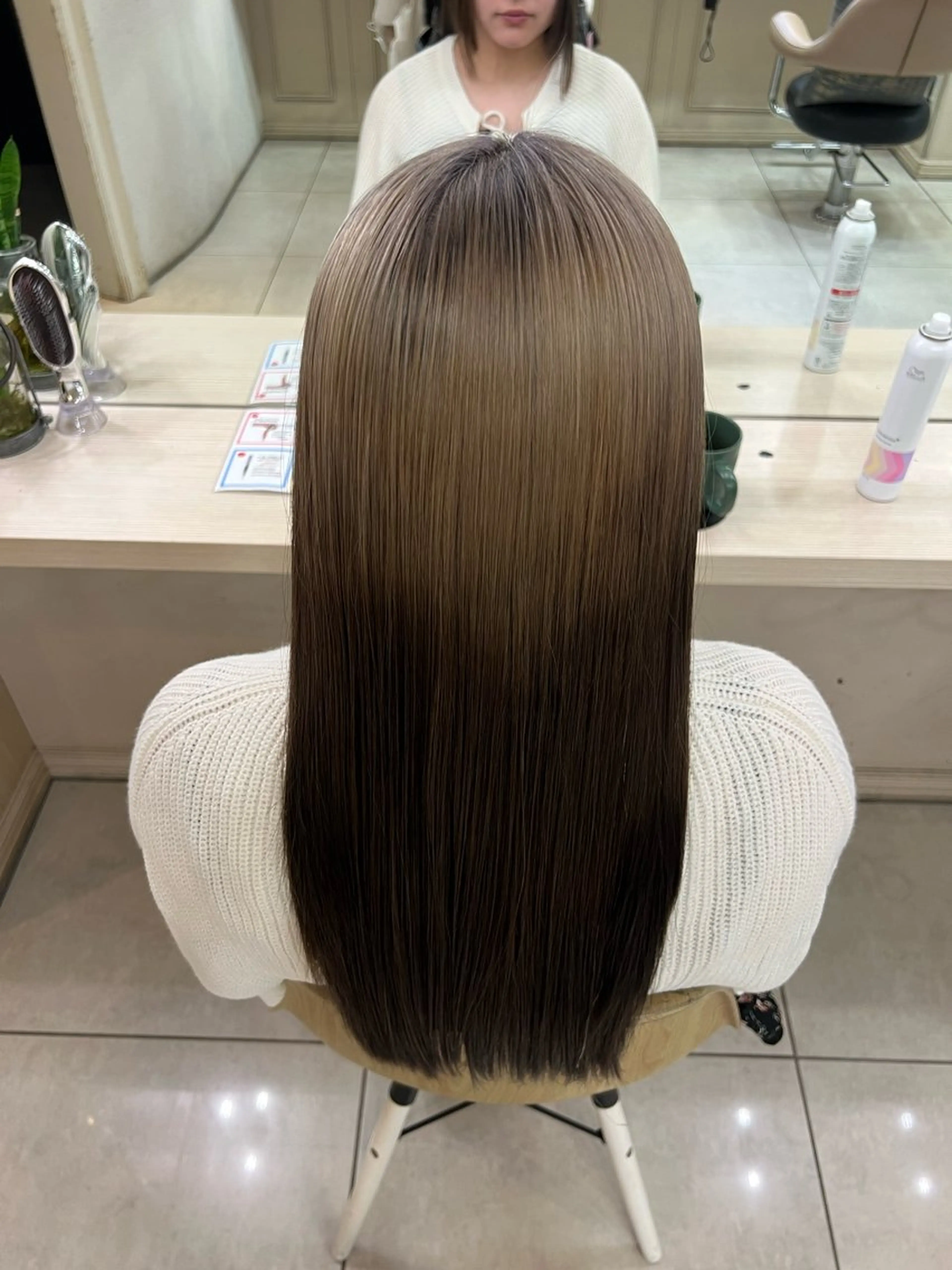 ミディアム 縮毛矯正 横浜美容師☆彡カラー 💖エクステ💟のヘアスタイル