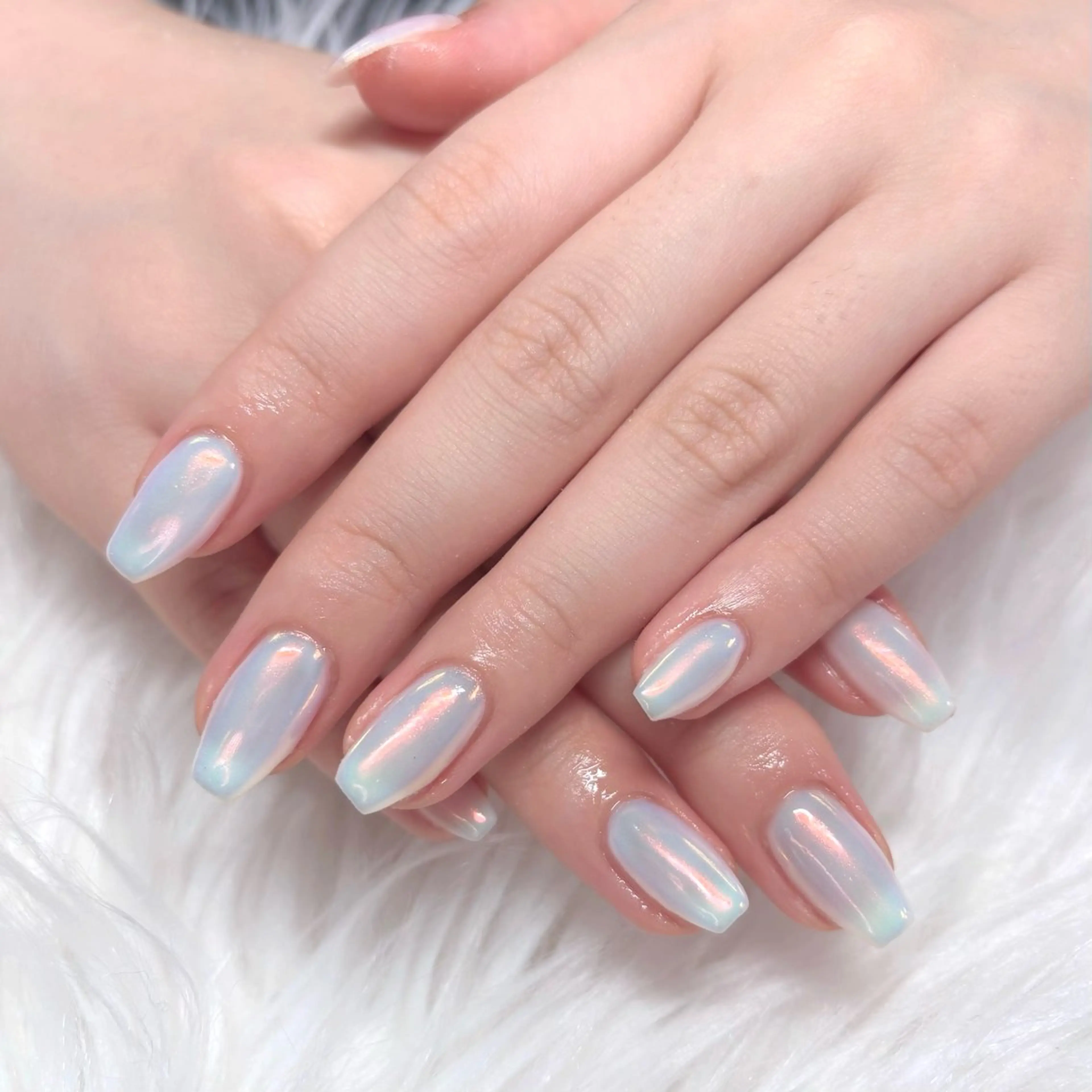 ネイル オーロラネイル ジェルネイル オレンジ パラジェル シンプルネイル ハンドネイル Noix nailのネイルデザイン