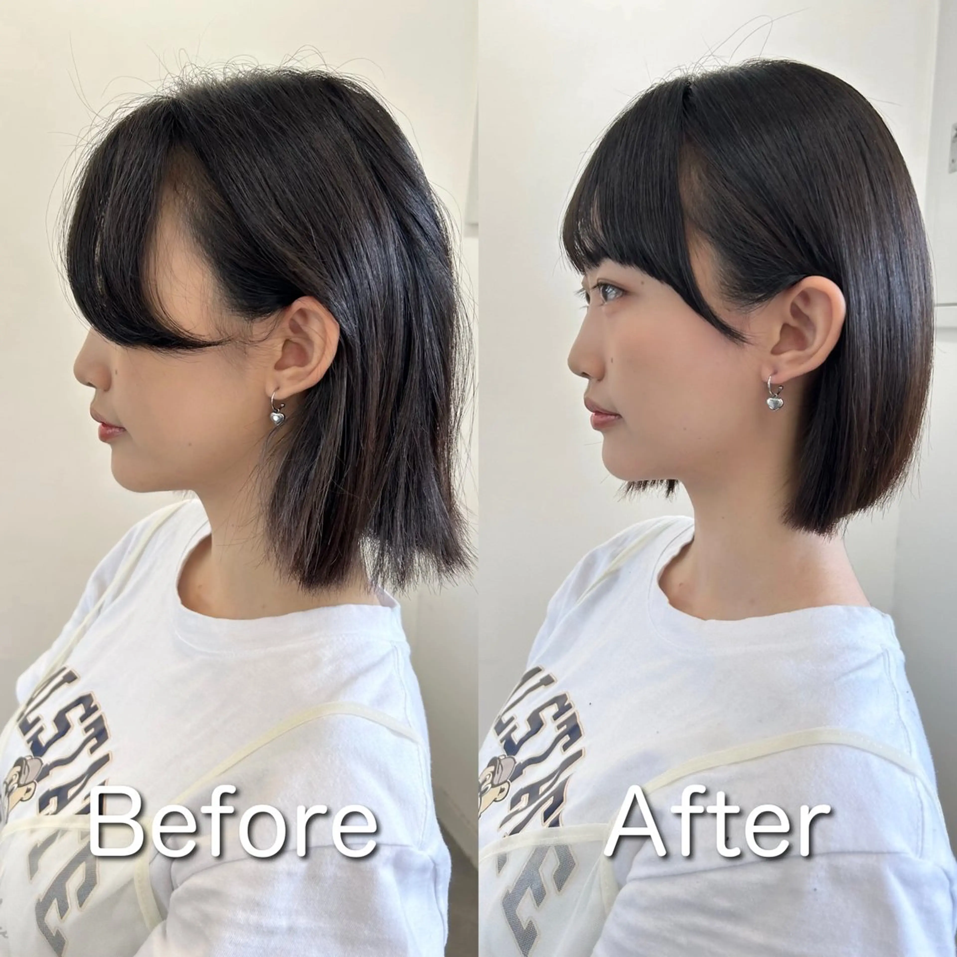 ショート ボブ サイドバング 小顔カット 縮毛矯正 ヘアカラー トリートメント ❤️ショートカット ・顔周りカット❤️のヘアスタイル
