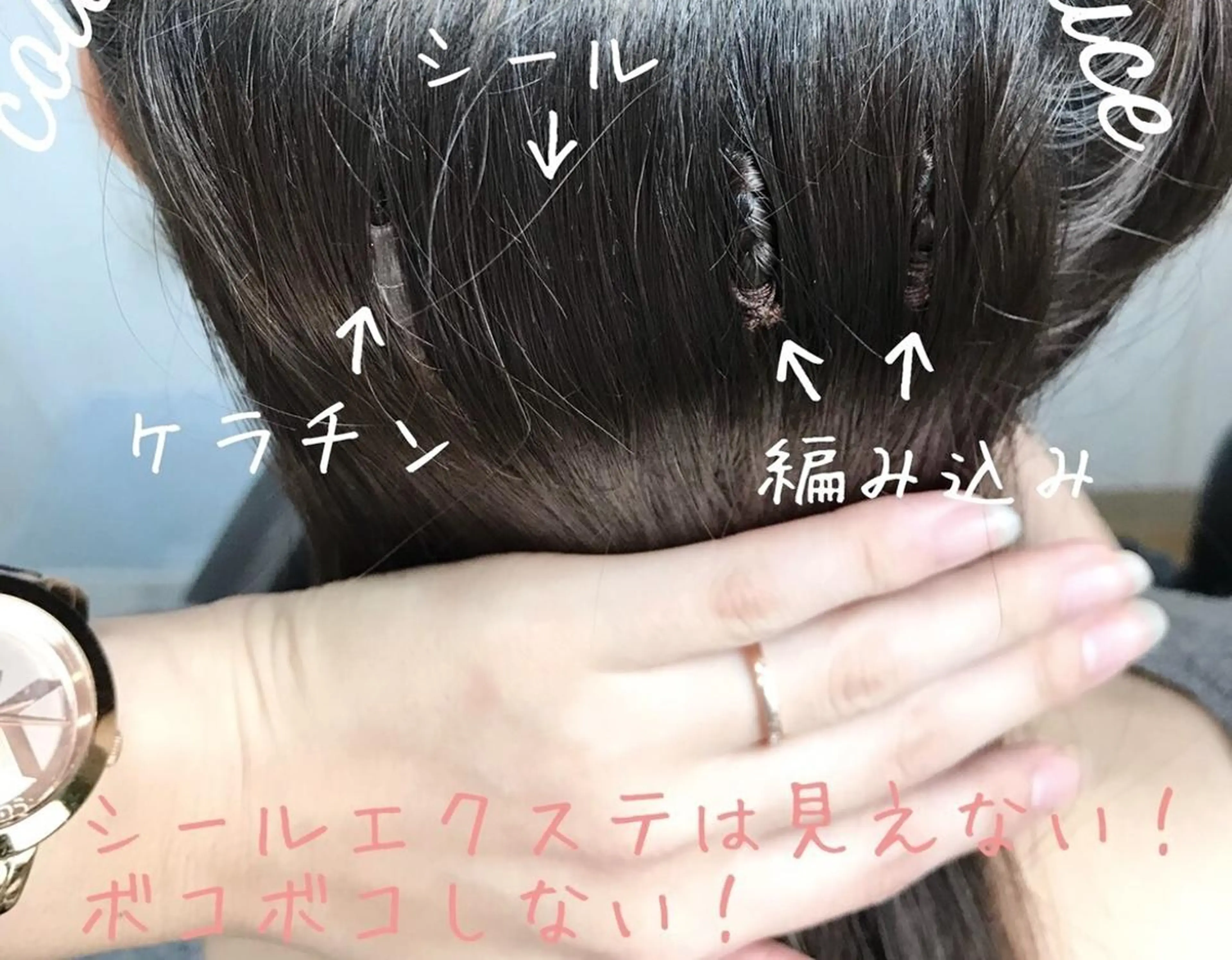 ロング カラー 大阪レミーエクステ チビ編み込みのヘアスタイル