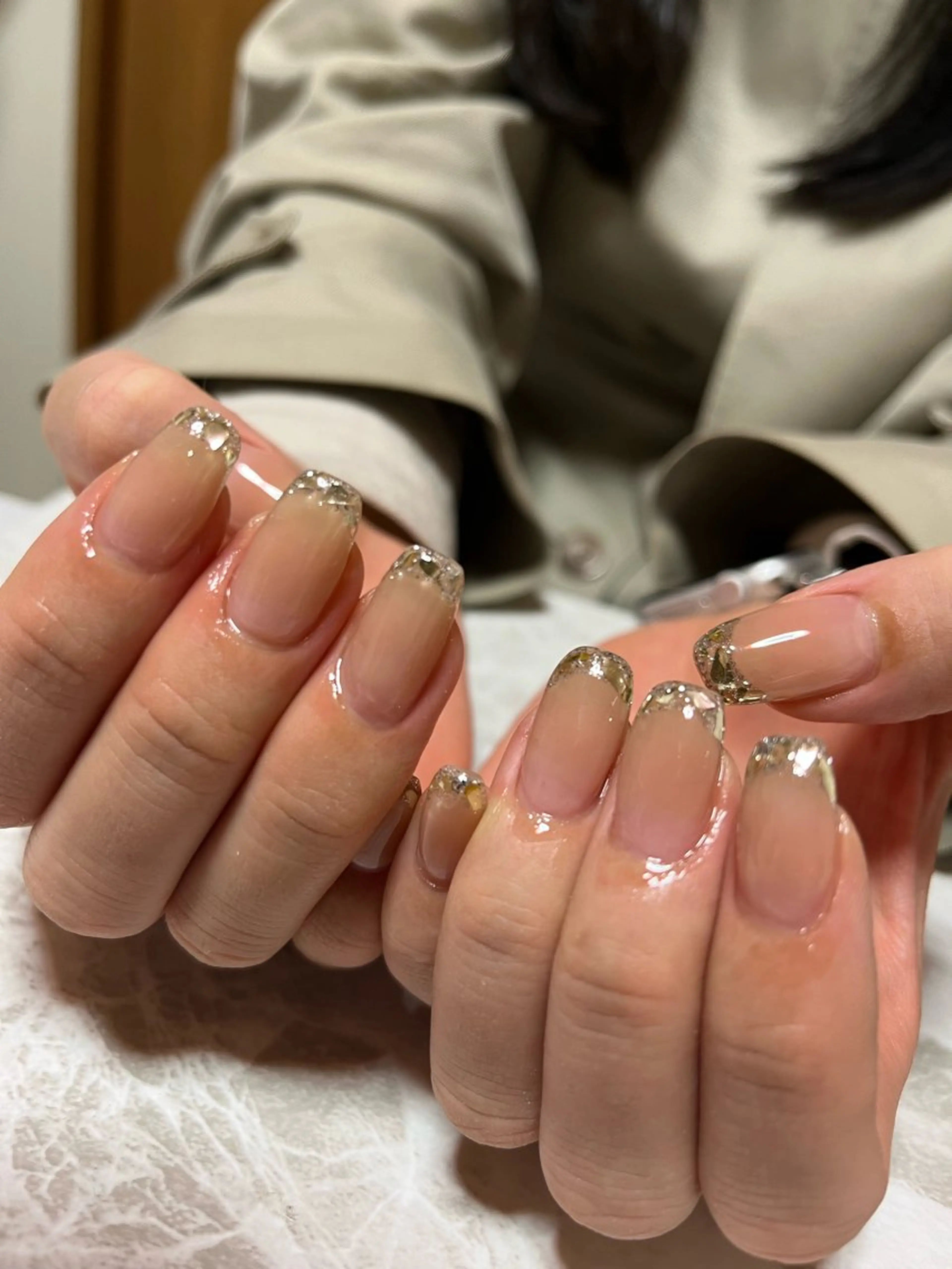 ネイル フレンチネイル ガラスフレンチ ハンドネイル nail salon L.Nのネイルデザイン