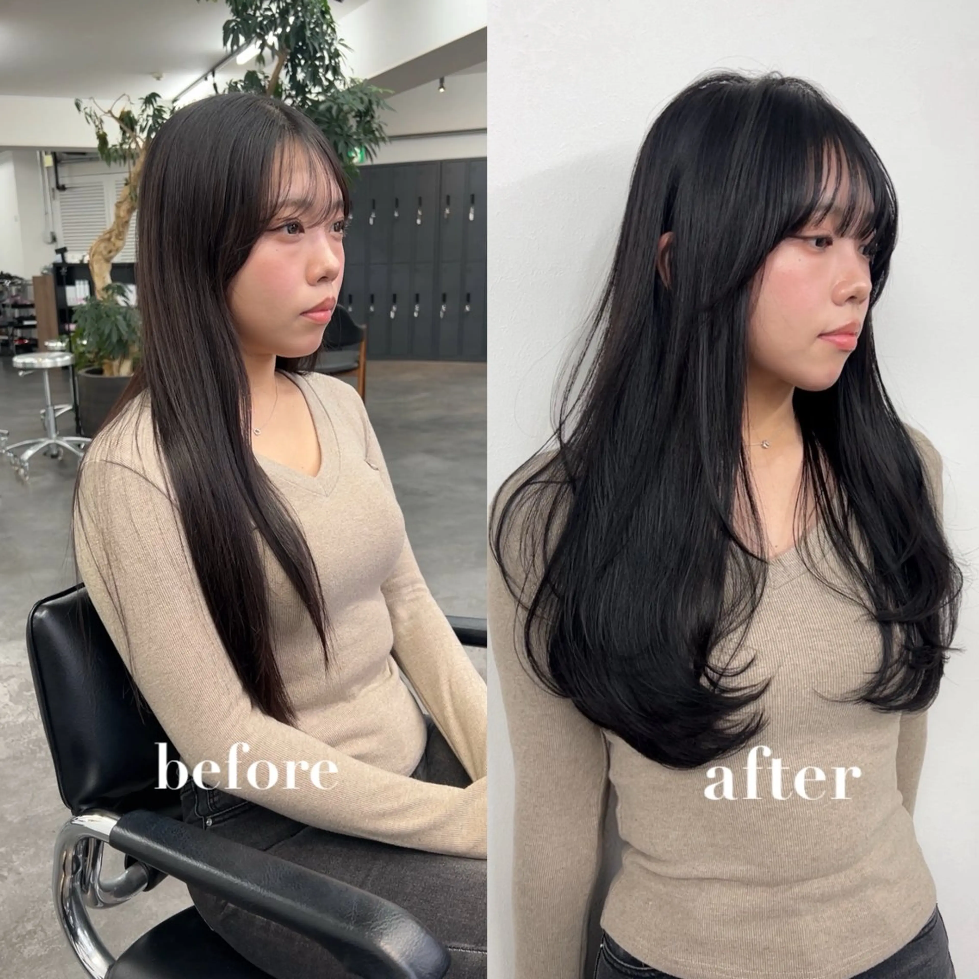 ミディアム レイヤーカット カット ヘアカラー レイヤーカット🎗️ AIKAのヘアスタイル