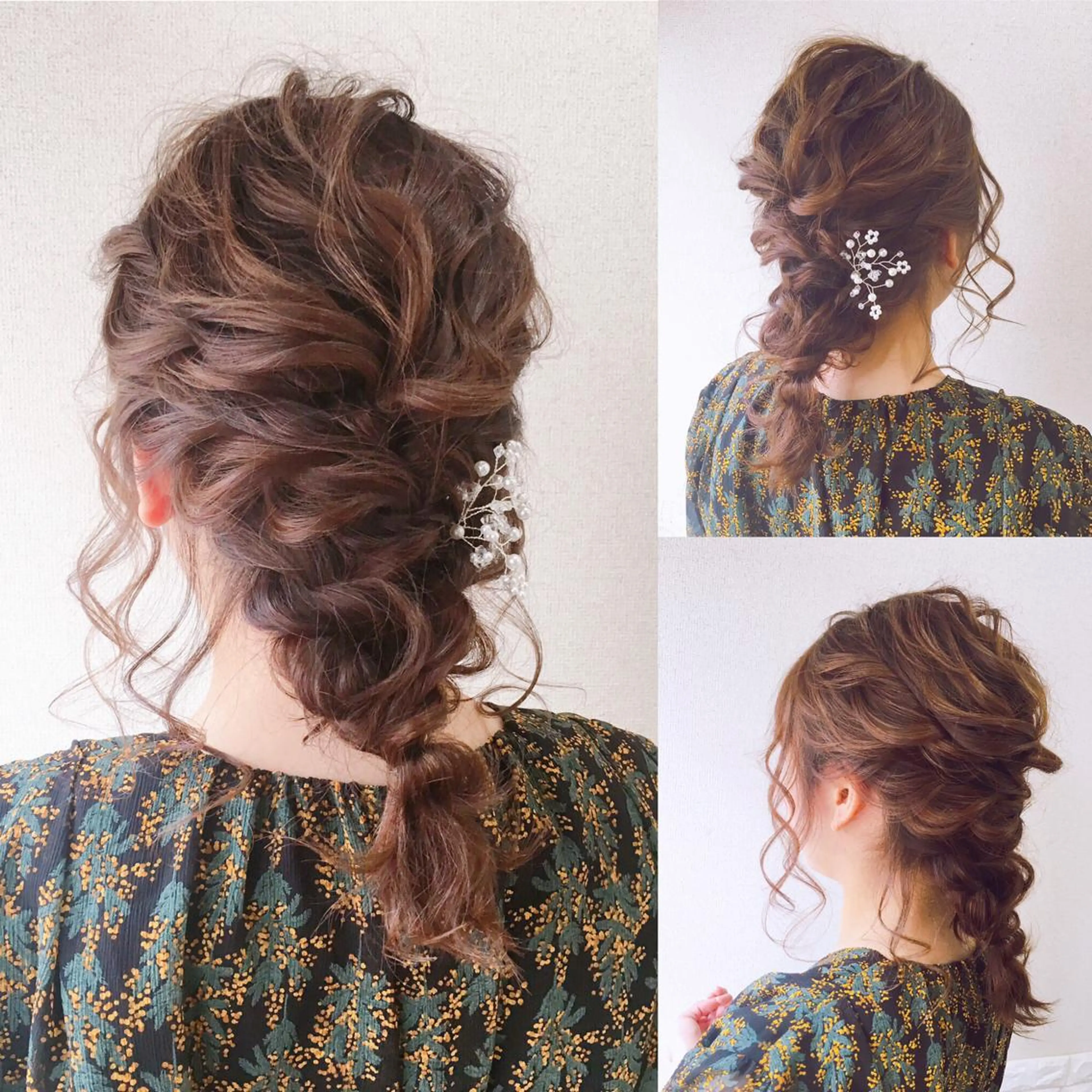 セミロング ヘアアレンジ 結婚式・ブライダル ヘアセット Partie （パルティー）のヘアスタイル