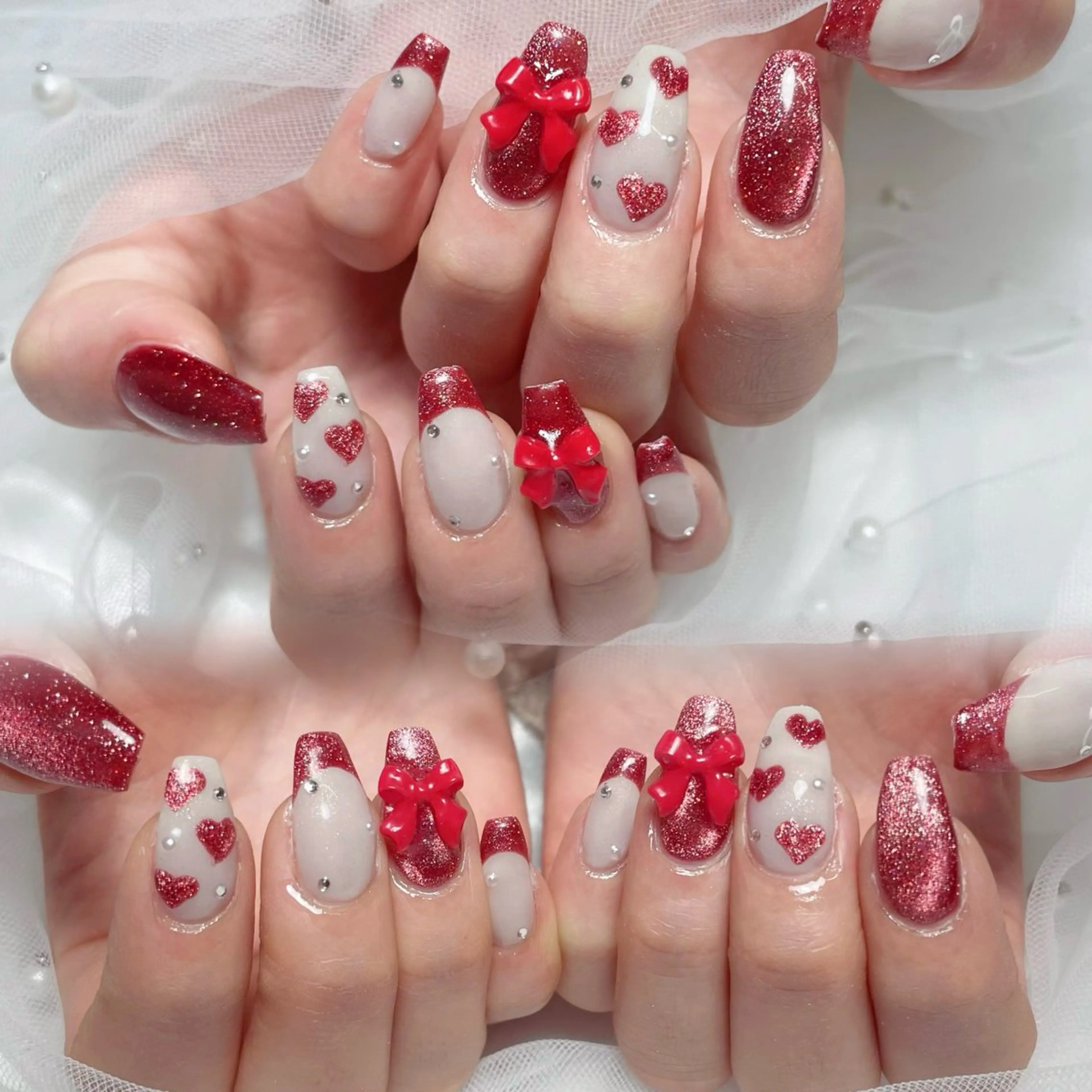 ネイル ハンドネイル 🎀藤沢ガーリーネイ ル/長さ出し🎀のネイルデザイン