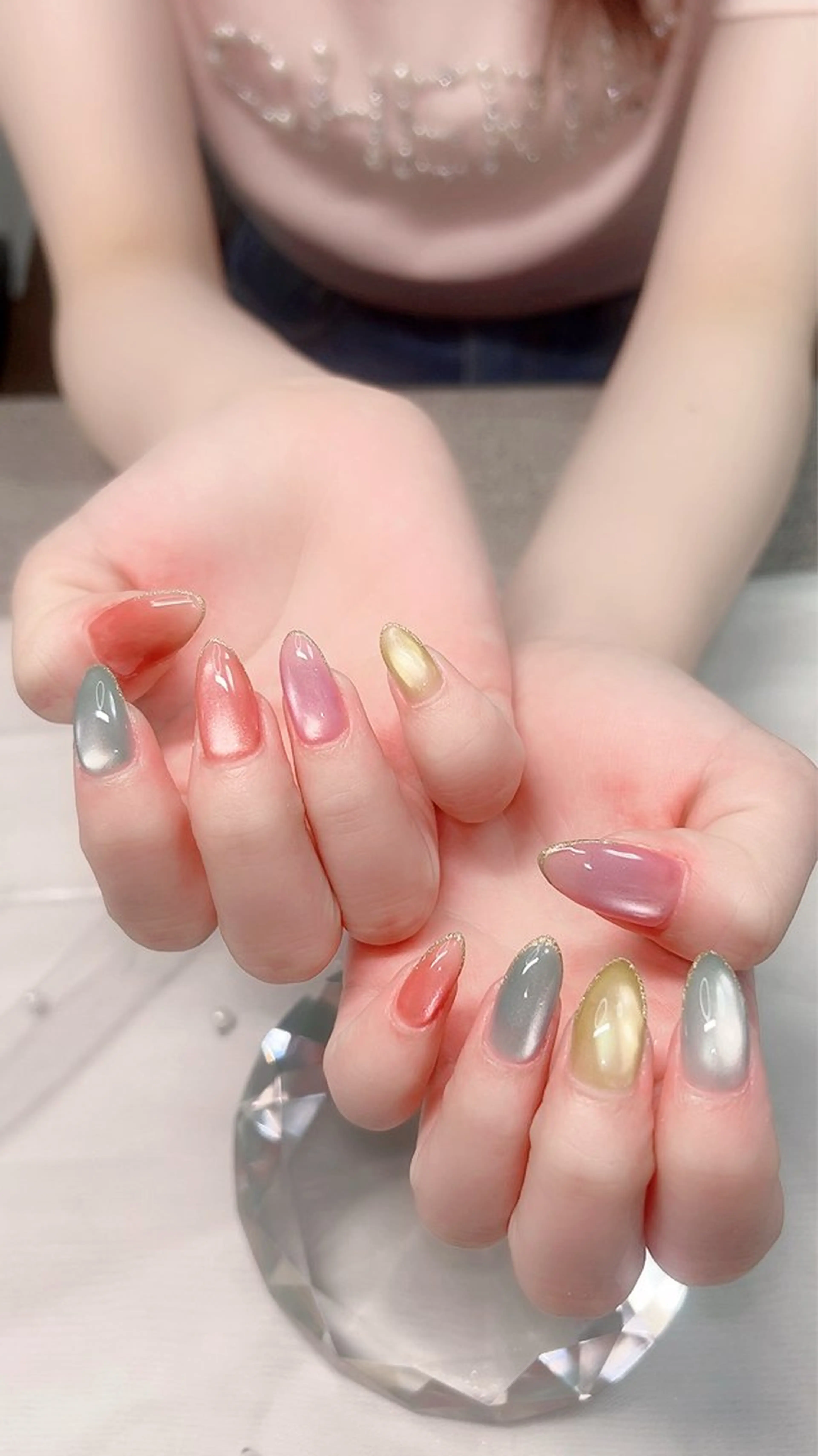 ネイル ラメ(グリッター) マグネットネイル ピンク ハンドネイル Cute Tips nailのネイルデザイン