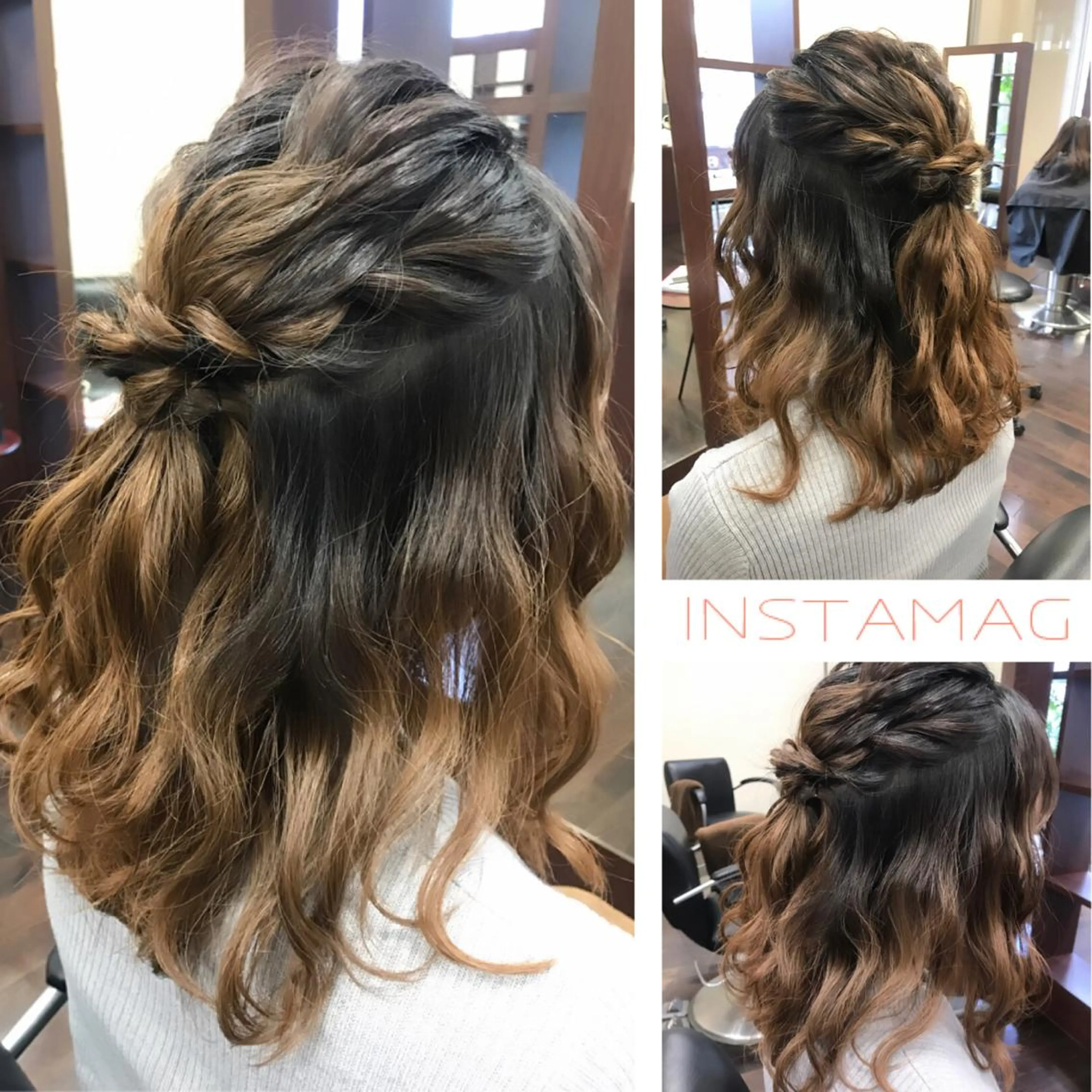 ミディアム セミロング ヘアアレンジ ハーフアップ 沢田 瞳のヘアスタイル