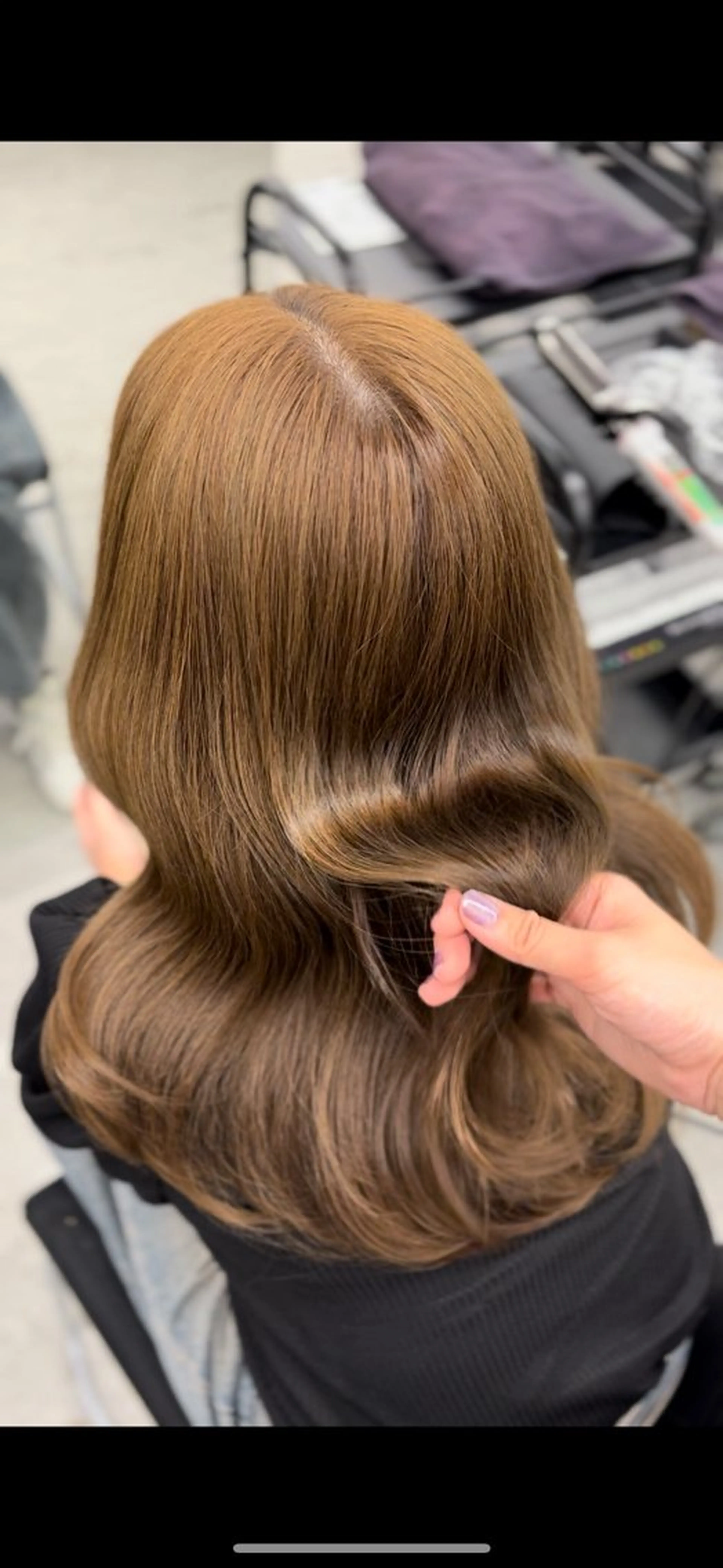 ロング カラー ワインレッド🍒ラベ ンダーKiyokaのヘアスタイル
