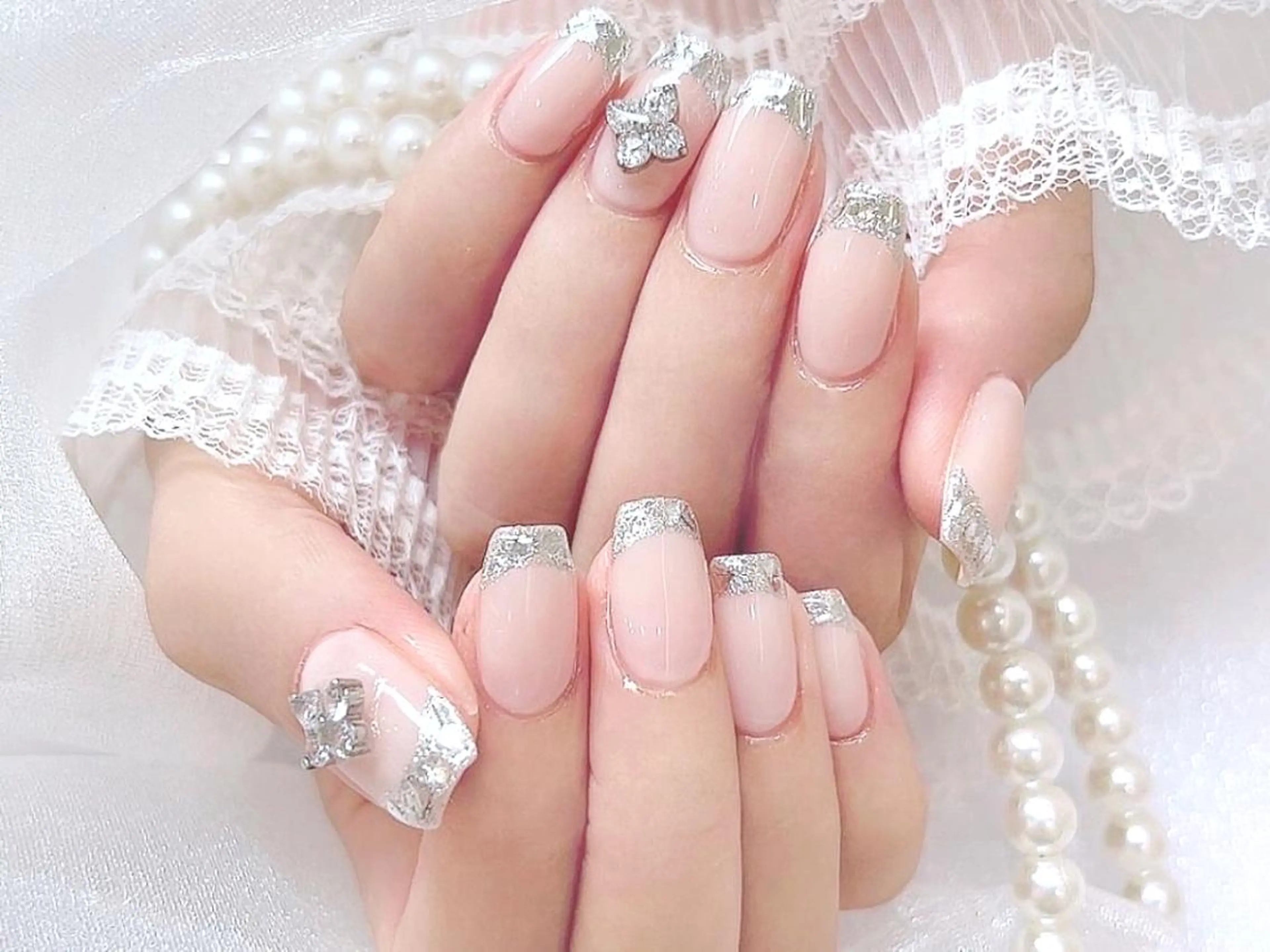 💗🉐【他店オフ無料】チップ長さだし+ガラスフレンチの写真