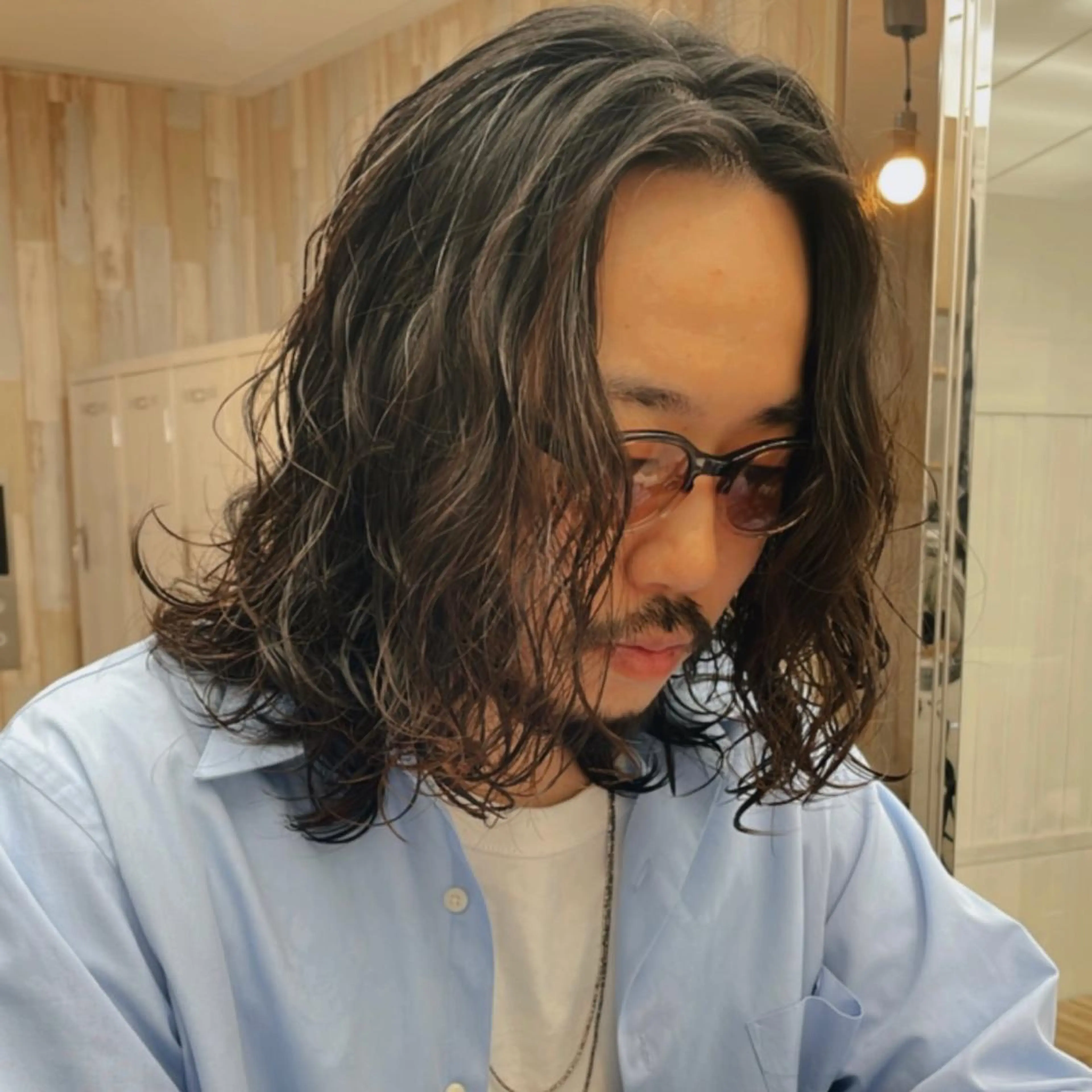 ミディアム パーマ メンズ カット パーマ HIKARU副店長/ ✨️髪質改善のヘアスタイル