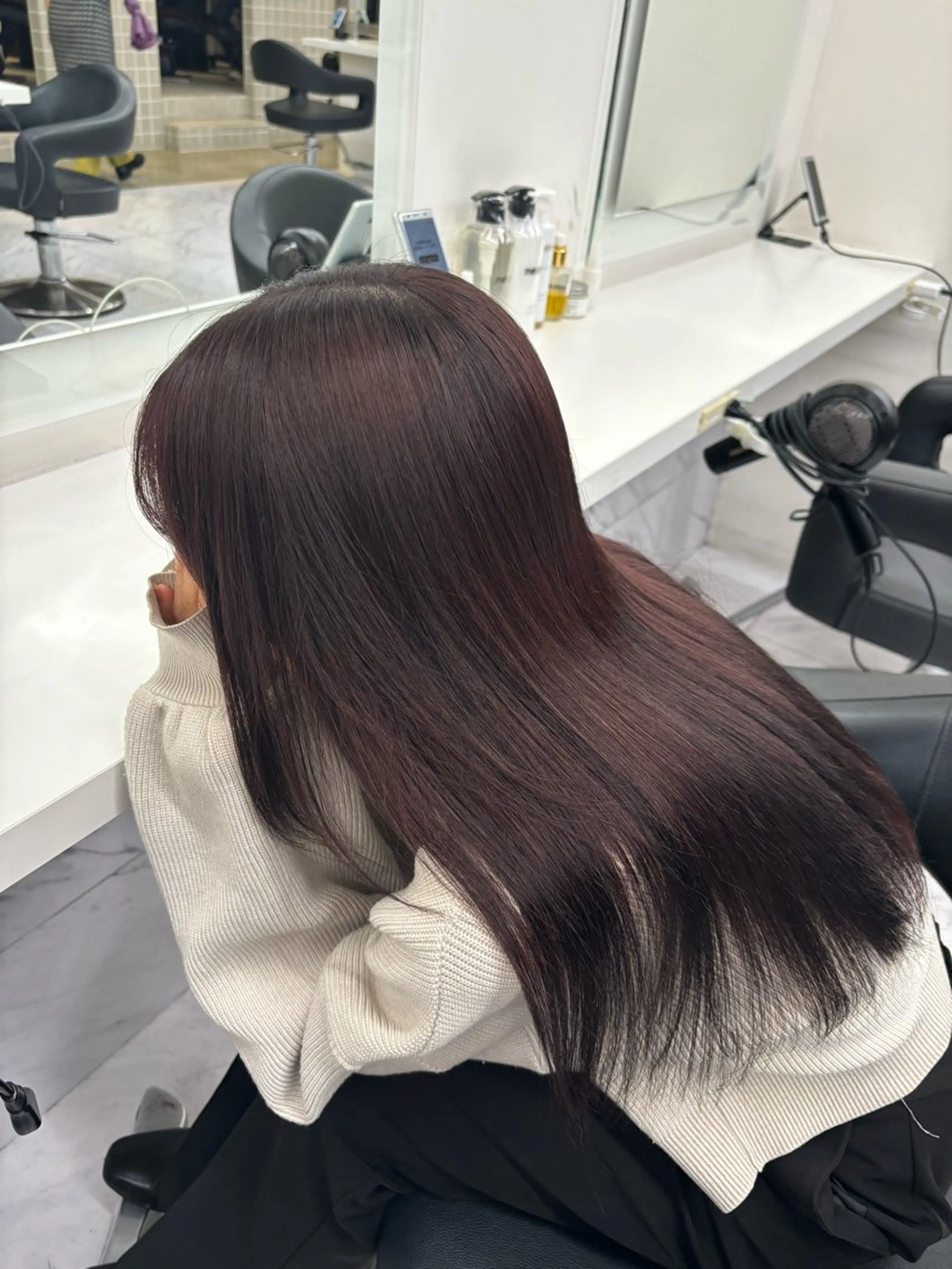 セミロング カラー ブリーチ ブラウンカラー ブリーチなしカラー レッドカラー レッドブラウン 表参道ハッシュカット レイヤー/リノンのヘアスタイル