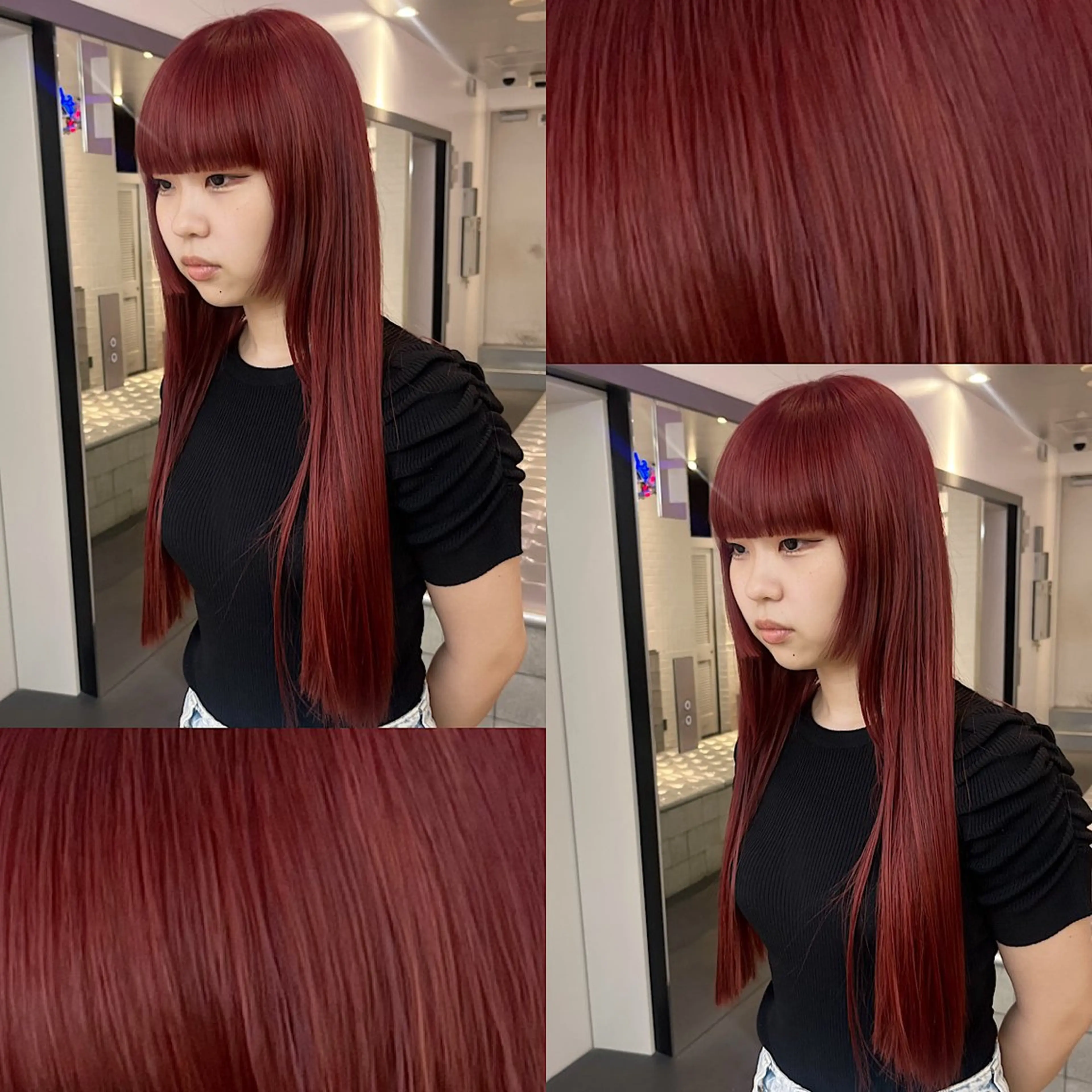 ロング カラー レッドカラー カット ヘアカラー トリートメント 🍒暖色✖️レイヤー ／Haruna🍒のヘアスタイル