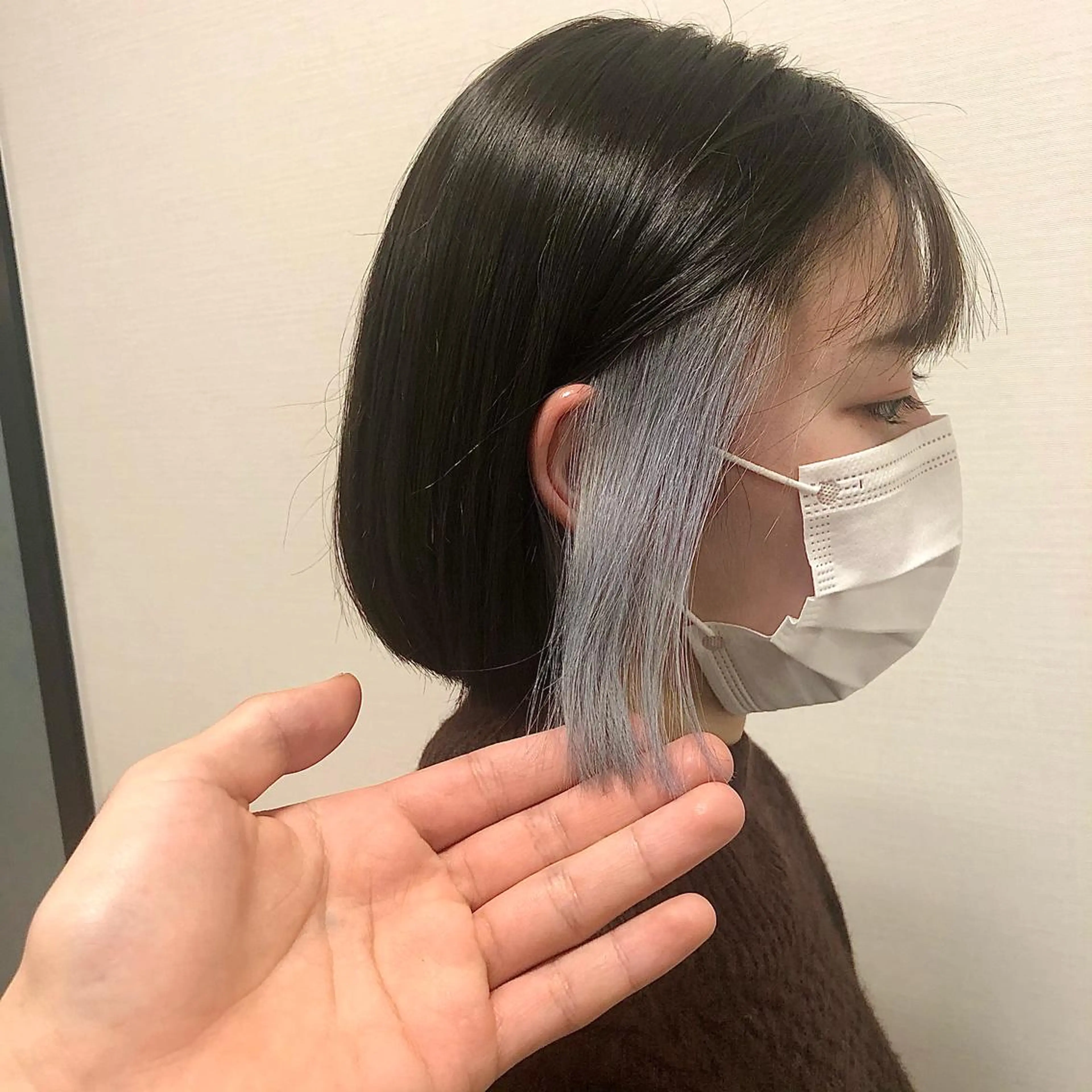 セミロング カラー ハイライトカラー ハイライト 髪質改善 小顔カット platinam doll南草津店のマツエク・マツパデザイン