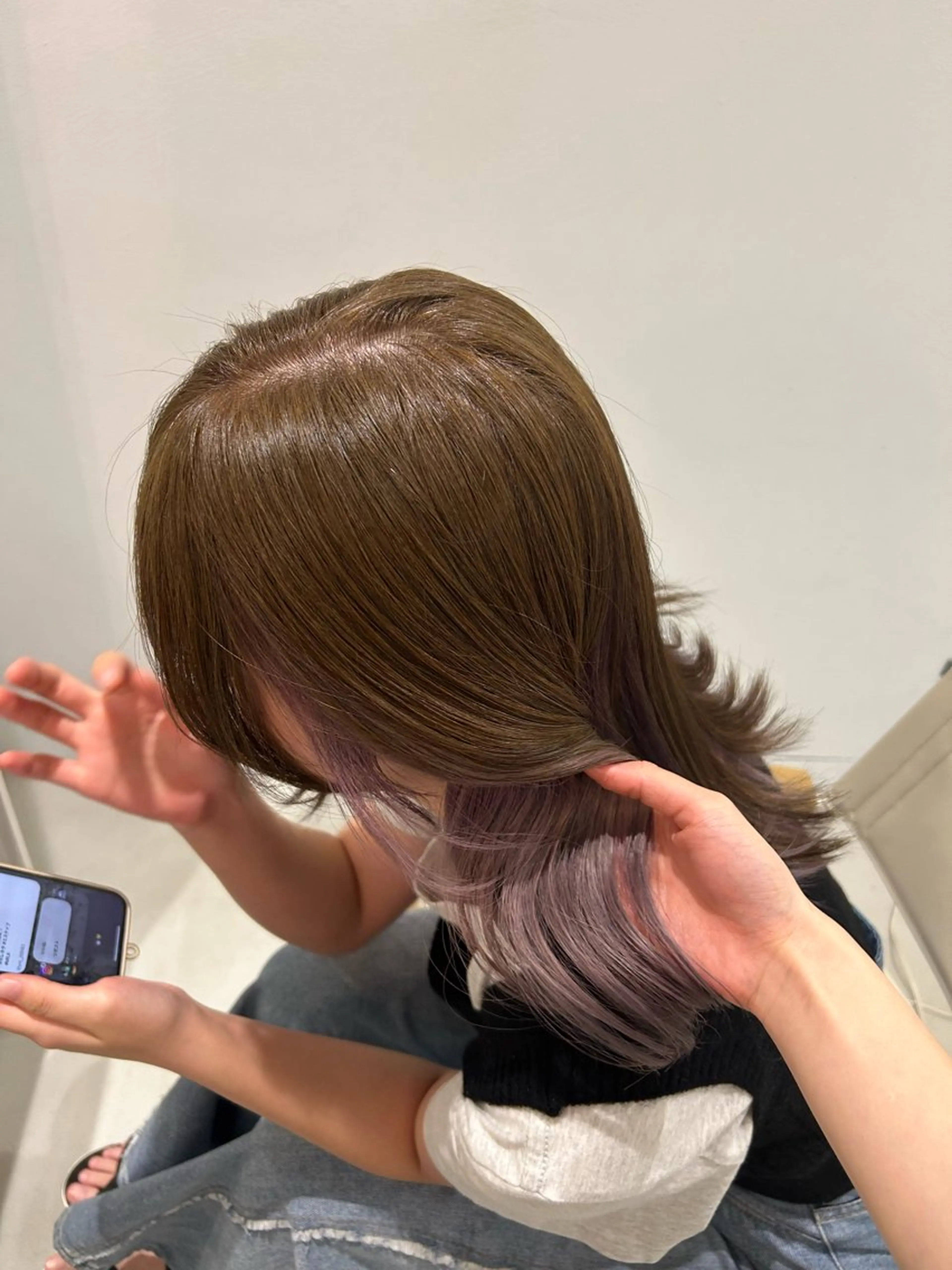 ミディアム カラー ハイトーン/艶髪/ 暗髪/韓国/sanaのヘアスタイル