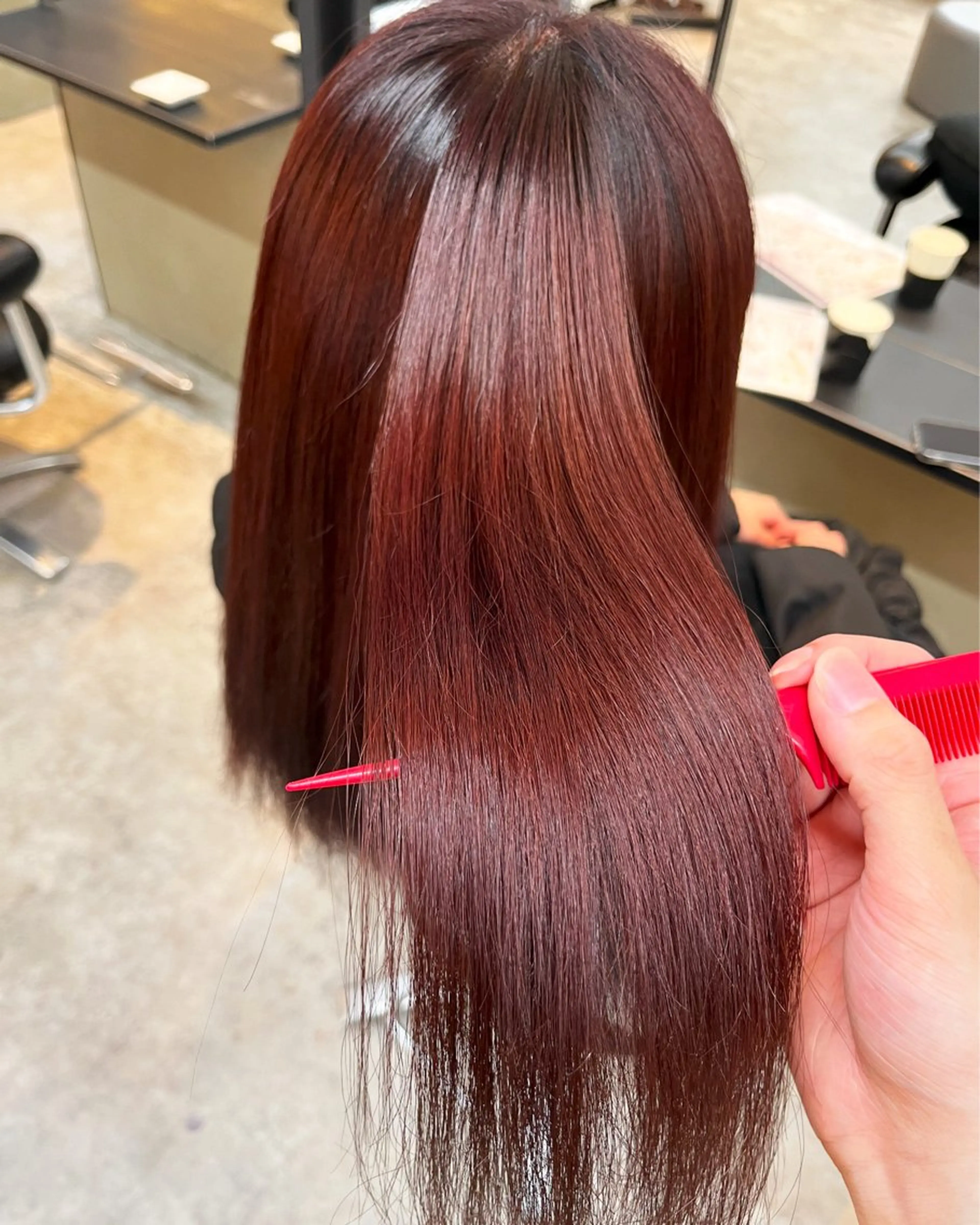 セミロング カラー レッドカラー kanato🇰🇷 【札幌韓国ヘア】のヘアスタイル