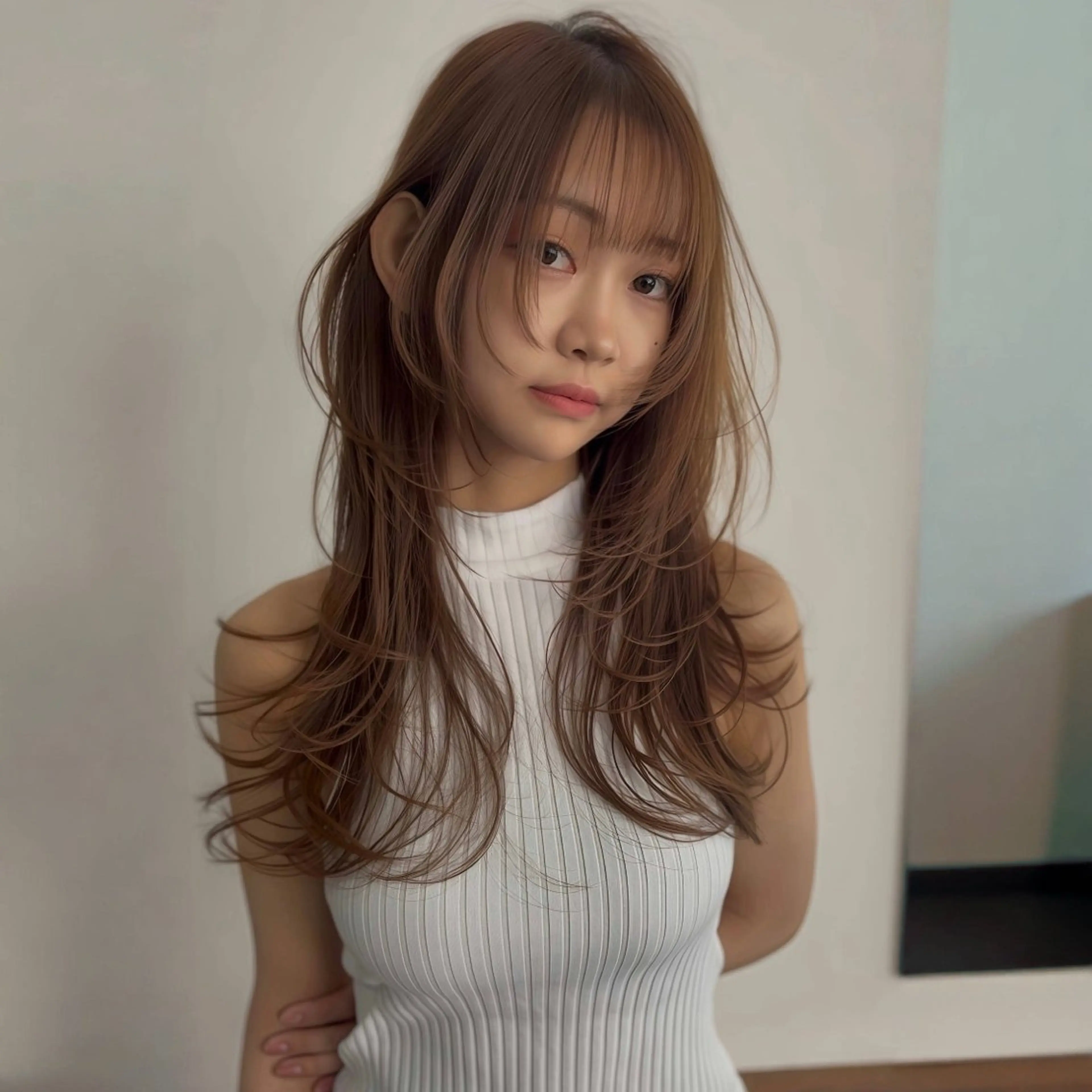 ミディアム レイヤーカット カット ヘアカラー トリートメント chorule 所沢プロぺ通り店所属・高野 恭佑のヘアスタイル