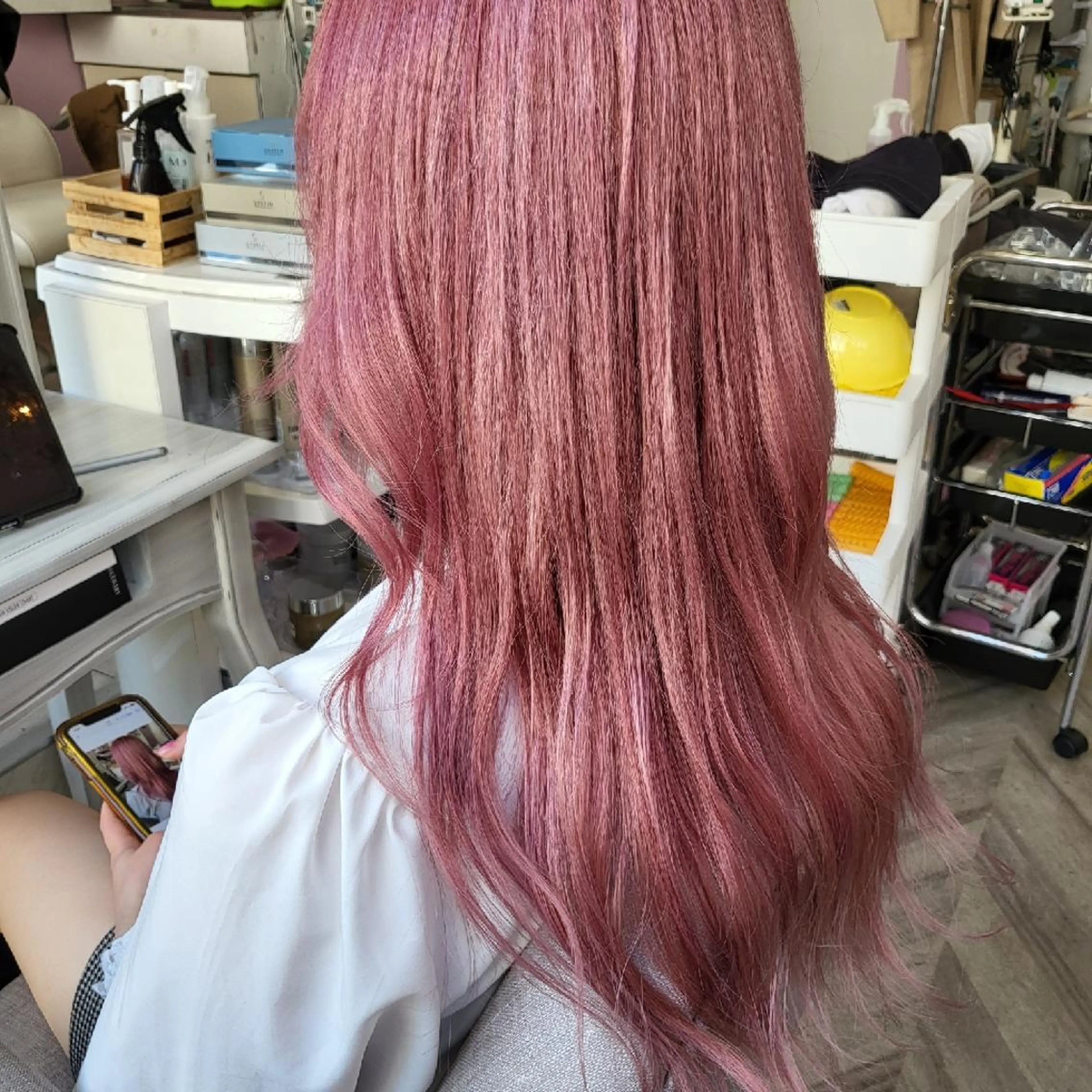 ロング カラー ヘアアレンジ ピンクカラー ホワイトピンク ナカシマ  アユミのヘアスタイル