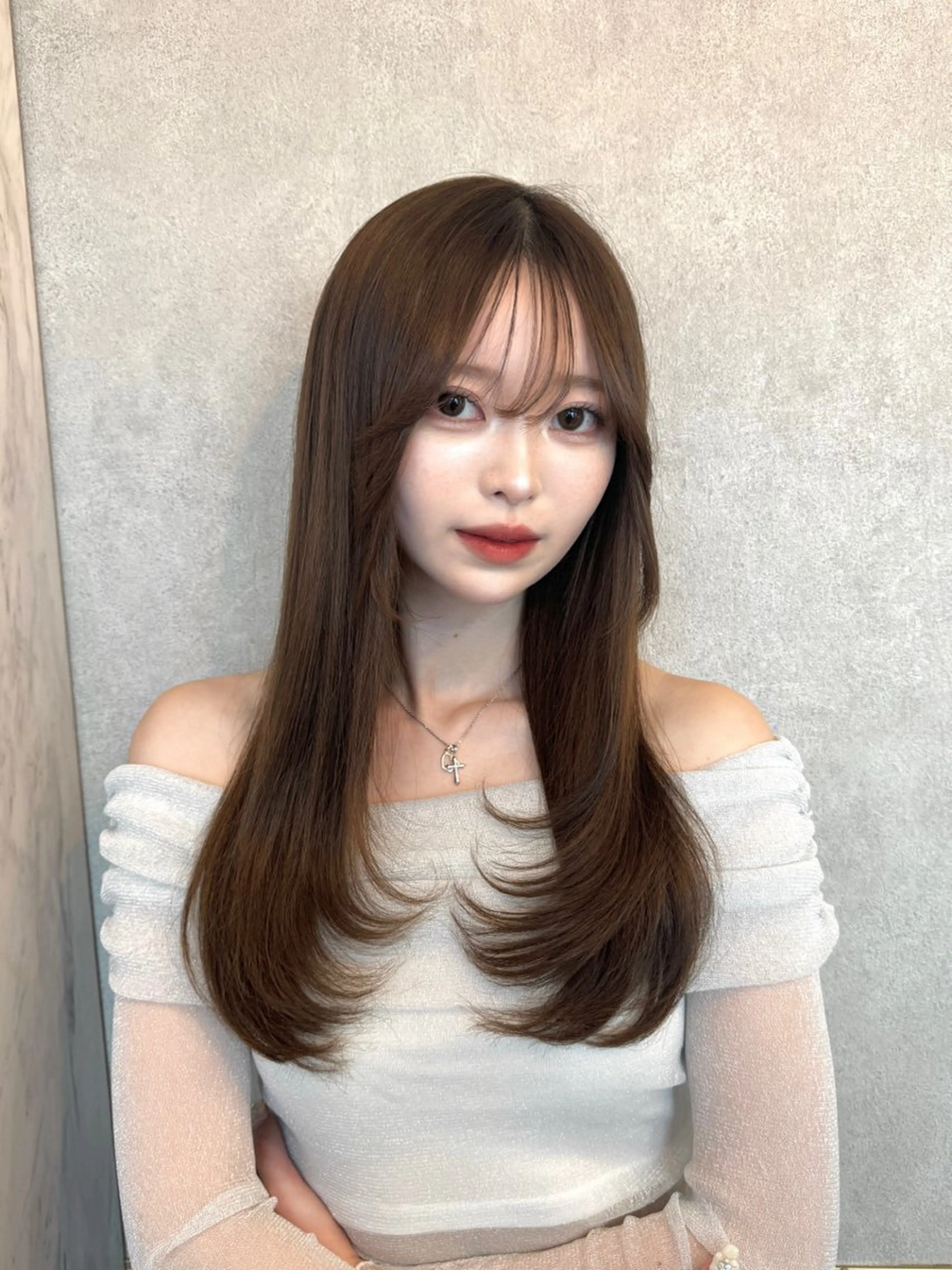 ロング 韓国風ヘア レイヤーカット カット ヘアカラー トリートメント 🎀しゅな/韓国 レイヤー/透明感♡のヘアスタイル