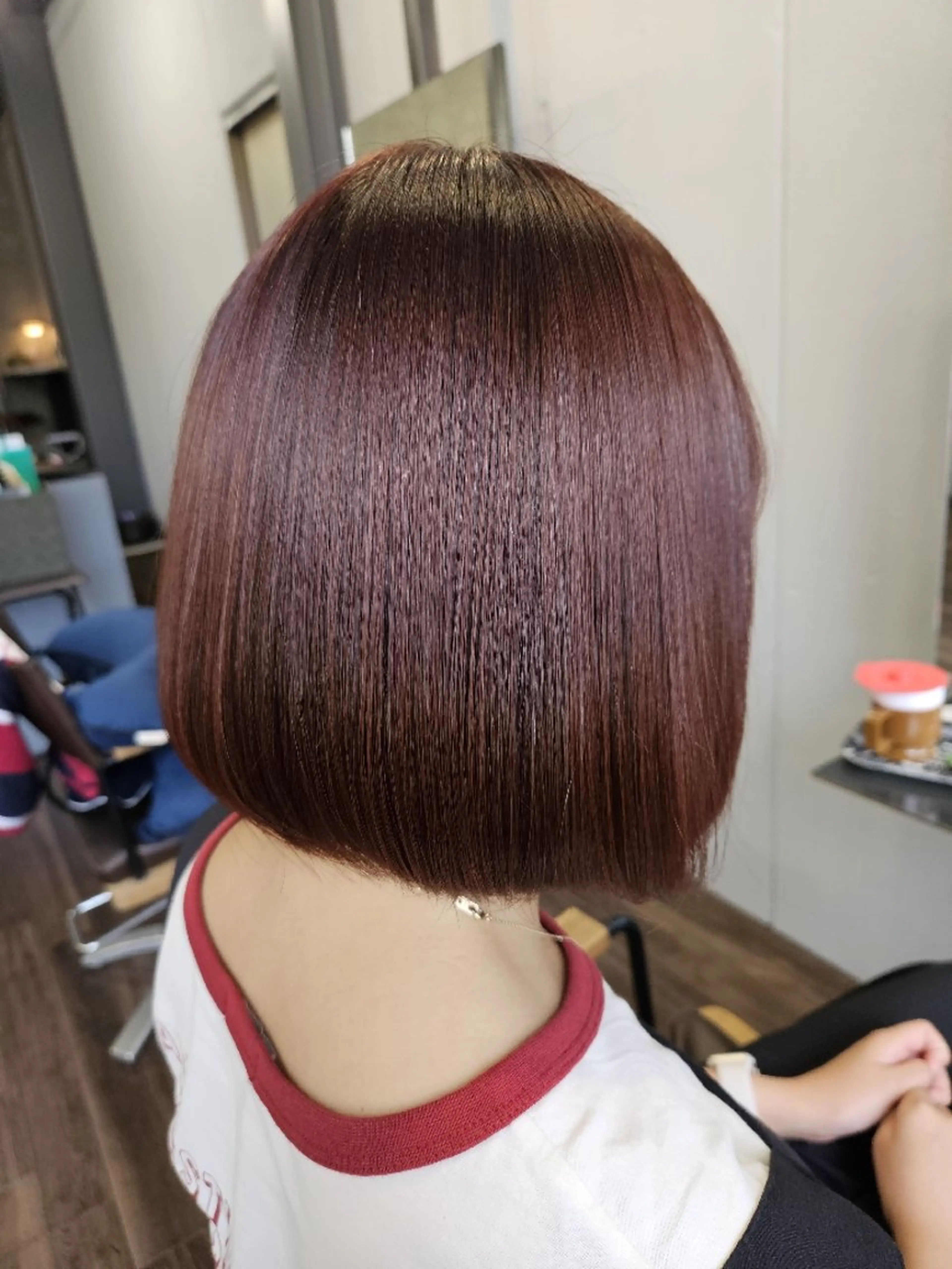 ショート カラー ワンレンボブ レッドカラー ボブ カット ヘアカラー トリートメント terra✂️川嶋 大輔のヘアスタイル