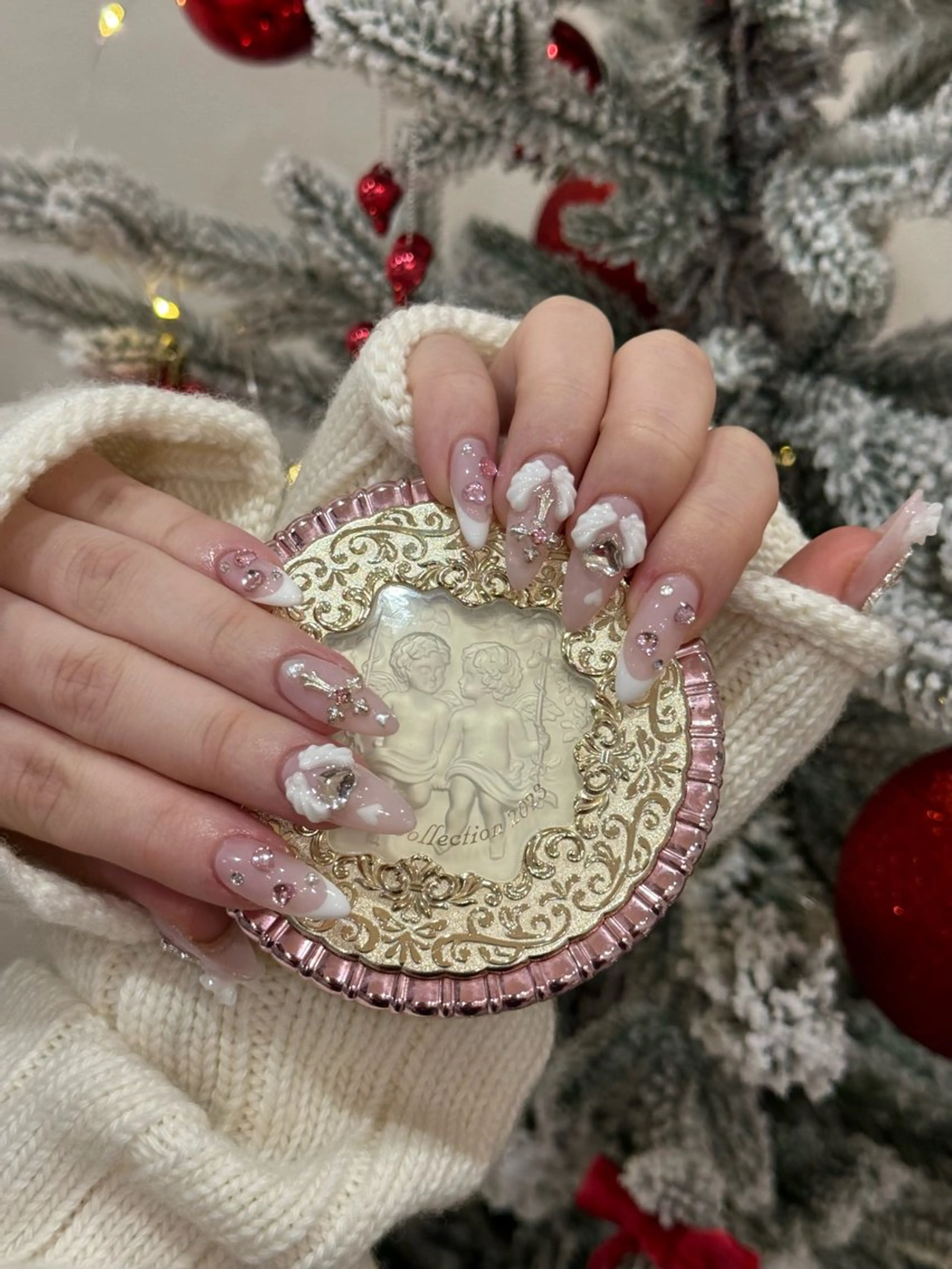 ネイル アニマル柄 ボルドー ブラウン フレンチネイル ゴールド ハンドネイル MILO 168 池袋のネイルデザイン