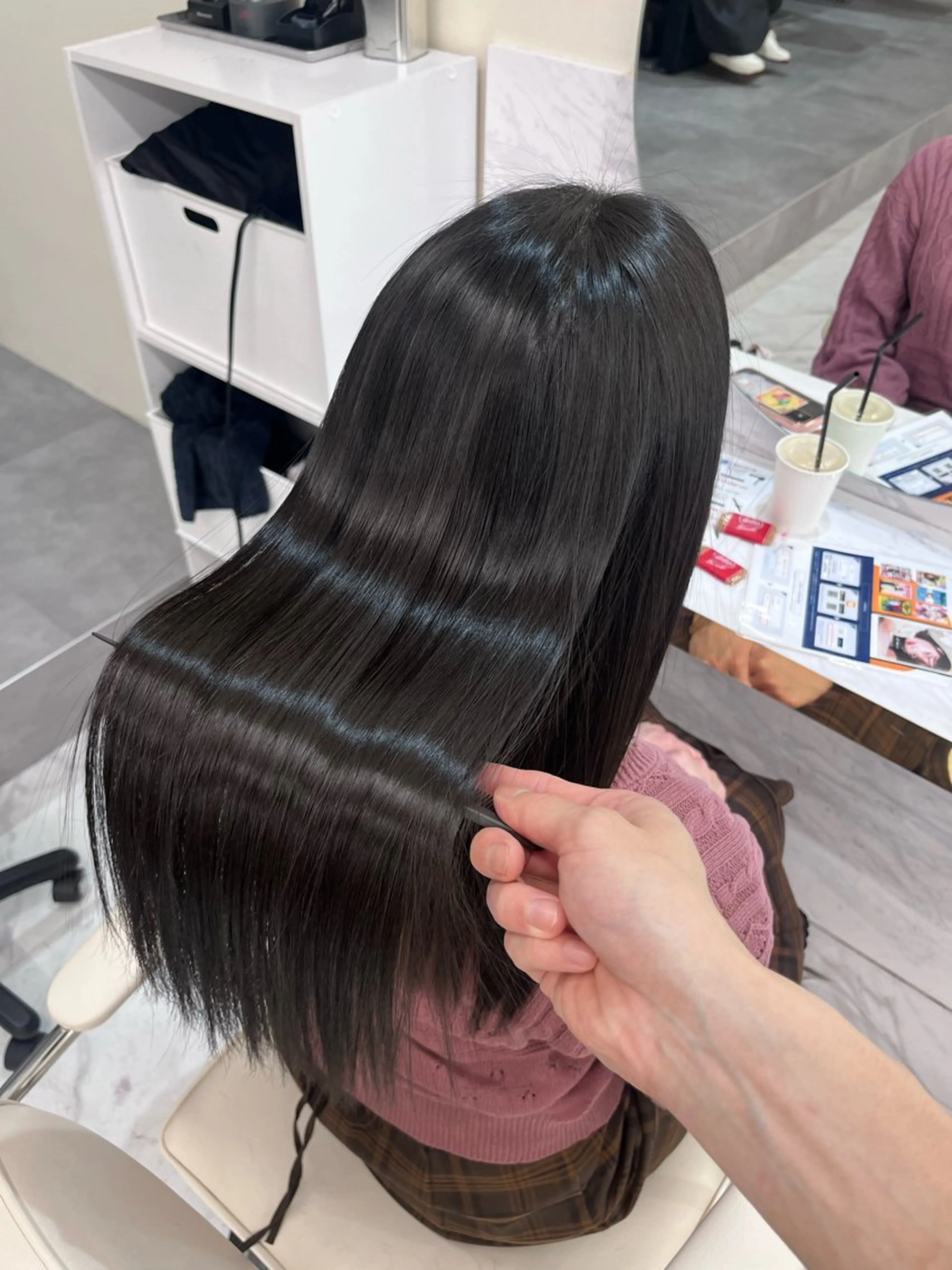 ロング カット ヘアカラー 縮毛矯正 トリートメント 韓国風🫧髪質改善 村上　蒼生のヘアスタイル