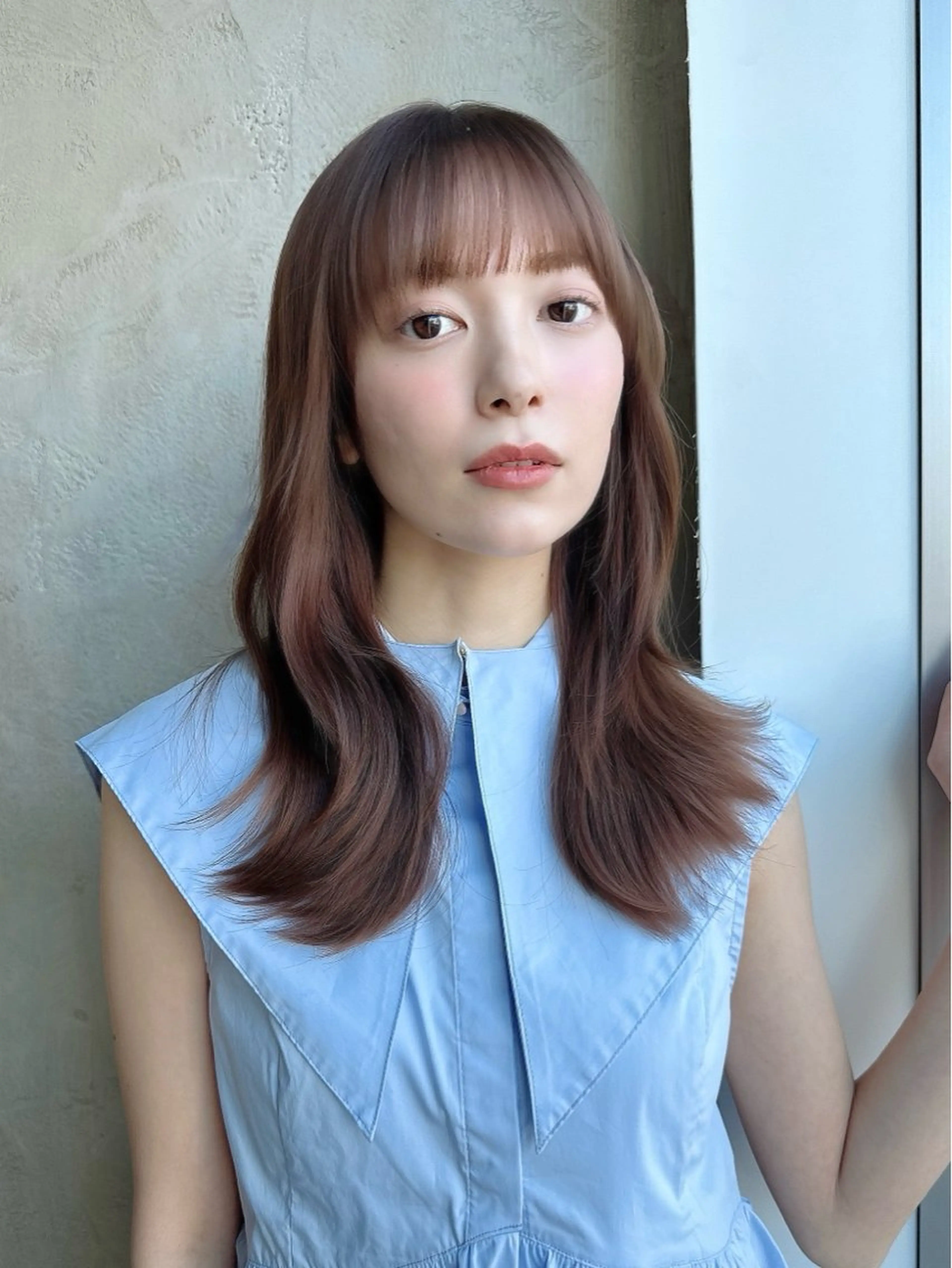 セミロング カラー 透明感カラー 小顔カット トリートメント カット ヘアカラー トリートメント ヘッドスパ 石戸谷　海斗/韓国 レイヤー/艶カラーのヘアスタイル