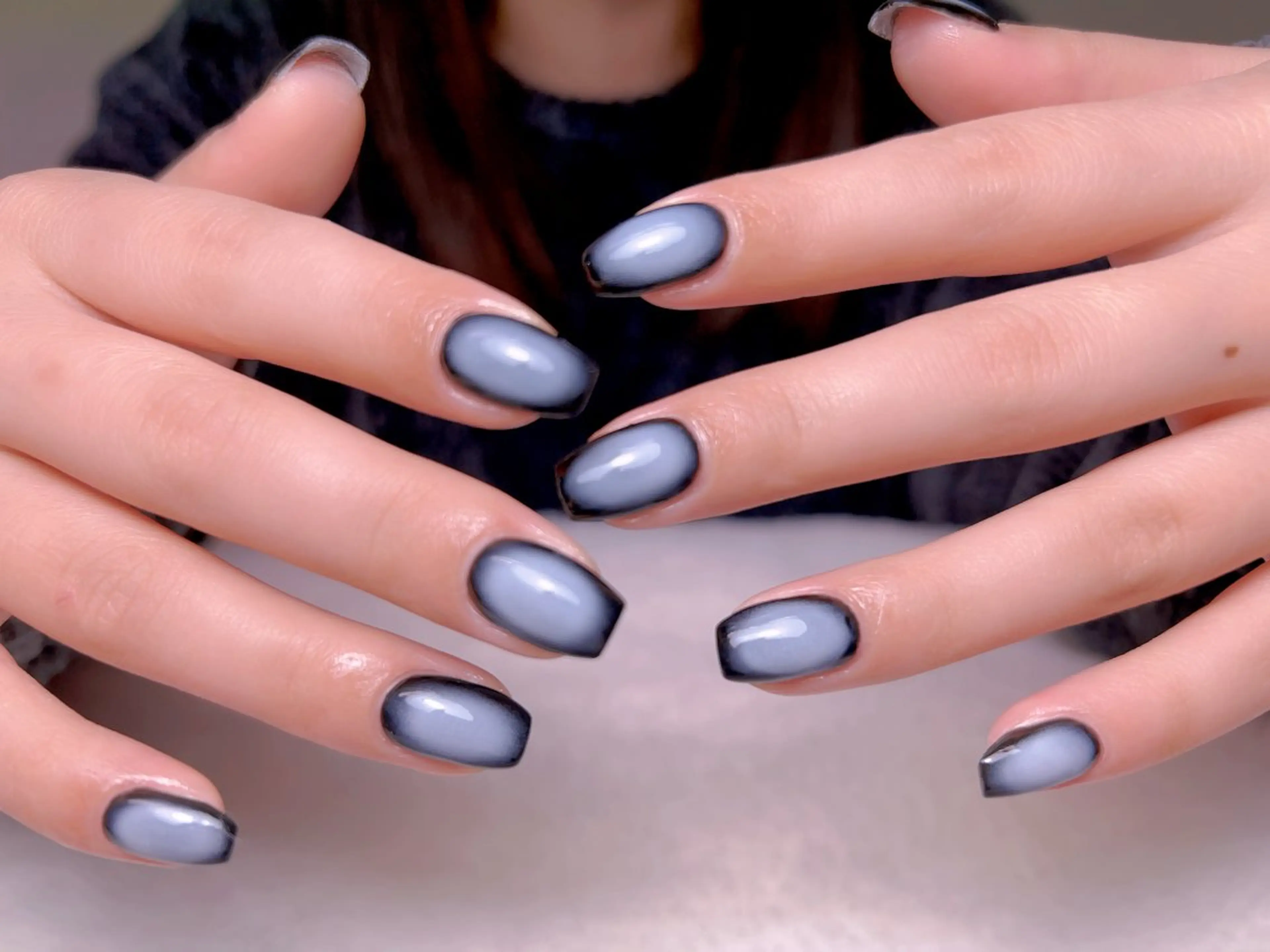 ネイル フレンチネイル ジェルネイル グラデーション 韓国ネイル マグネットネイル ハンドネイル 【長さ出し】 IRIS NAILのネイルデザイン