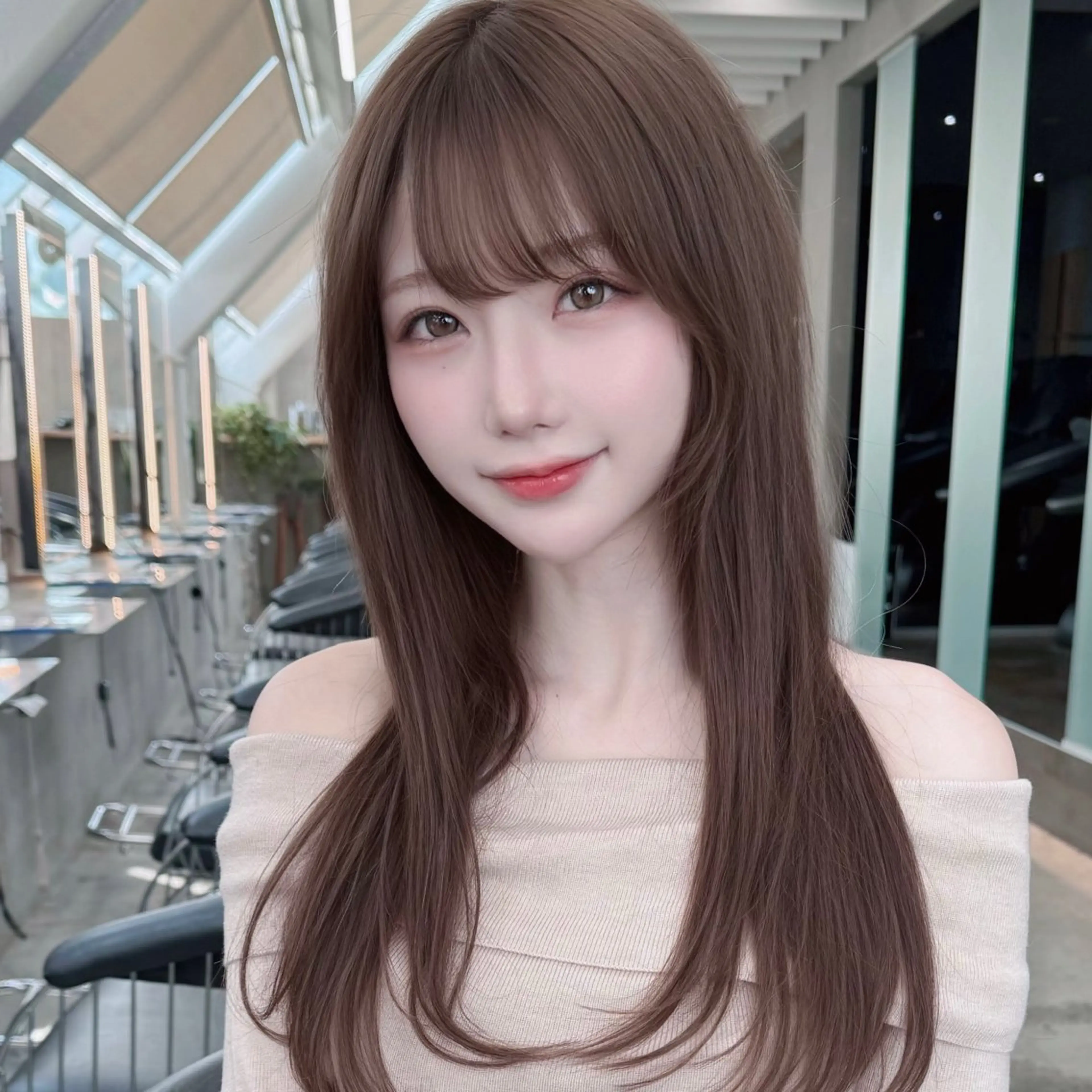 ロング カット ヘアカラー トリートメント ボブ韓国風レイヤー 髪質改善/畠中ケントのヘアスタイル