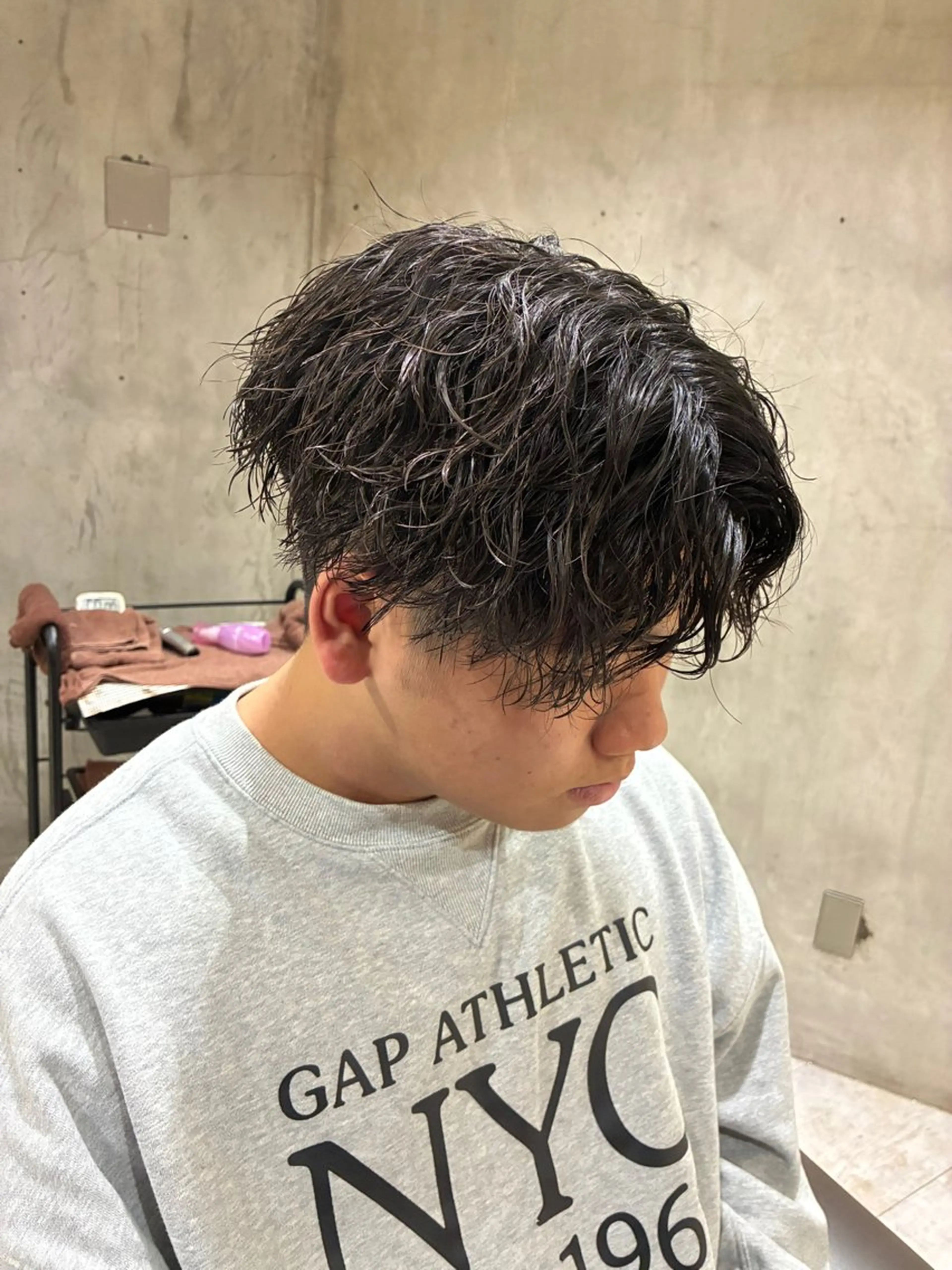 パーマ メンズ カット パーマ 阿部 翔一郎/暖色系カラーのヘアスタイル