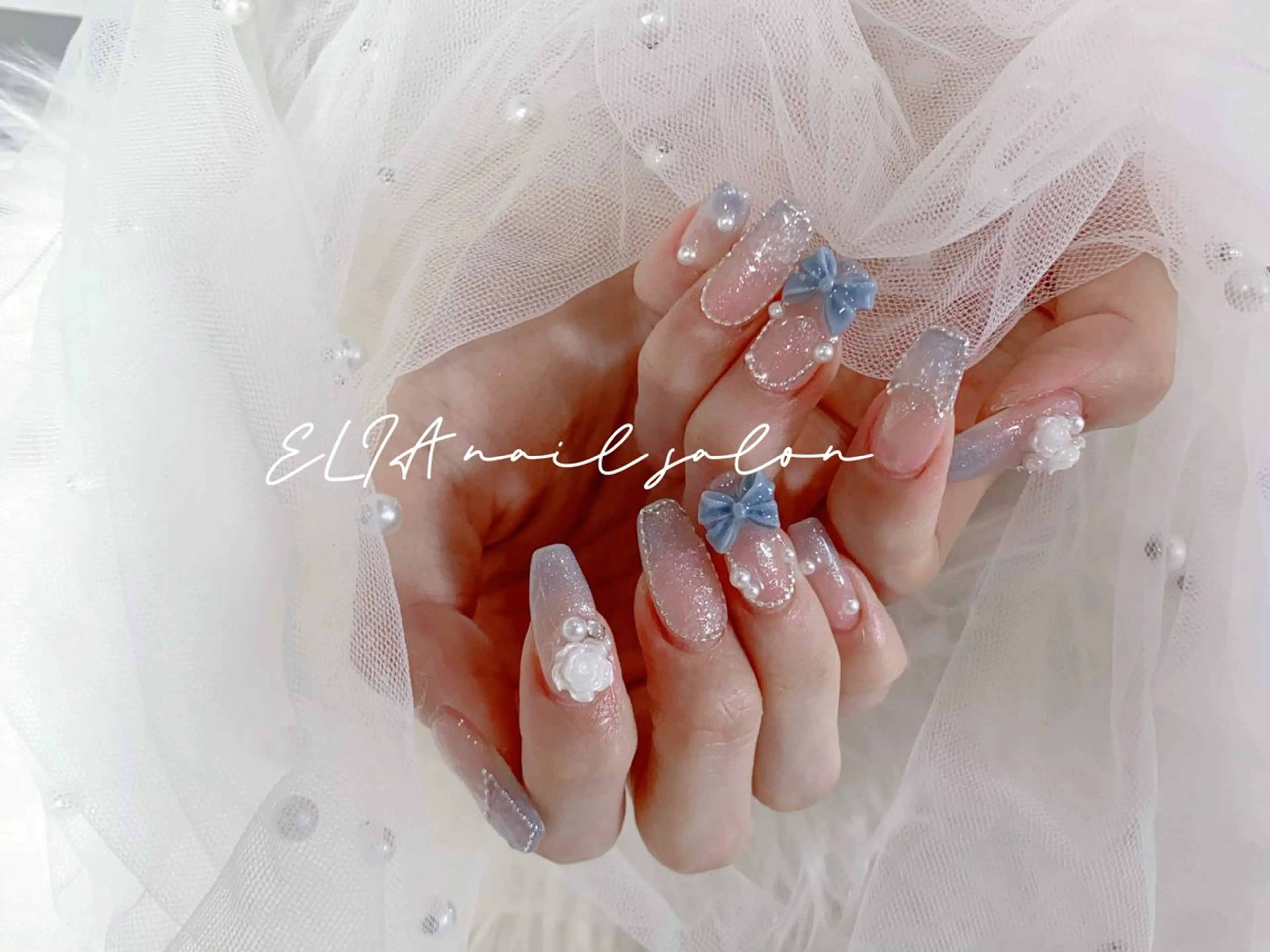 ネイル チークネイル 長さ出し グラデーション ラメ(グリッター) ラメグラデーション ハンドネイル ELIA【エリア】 nailsalonのネイルデザイン