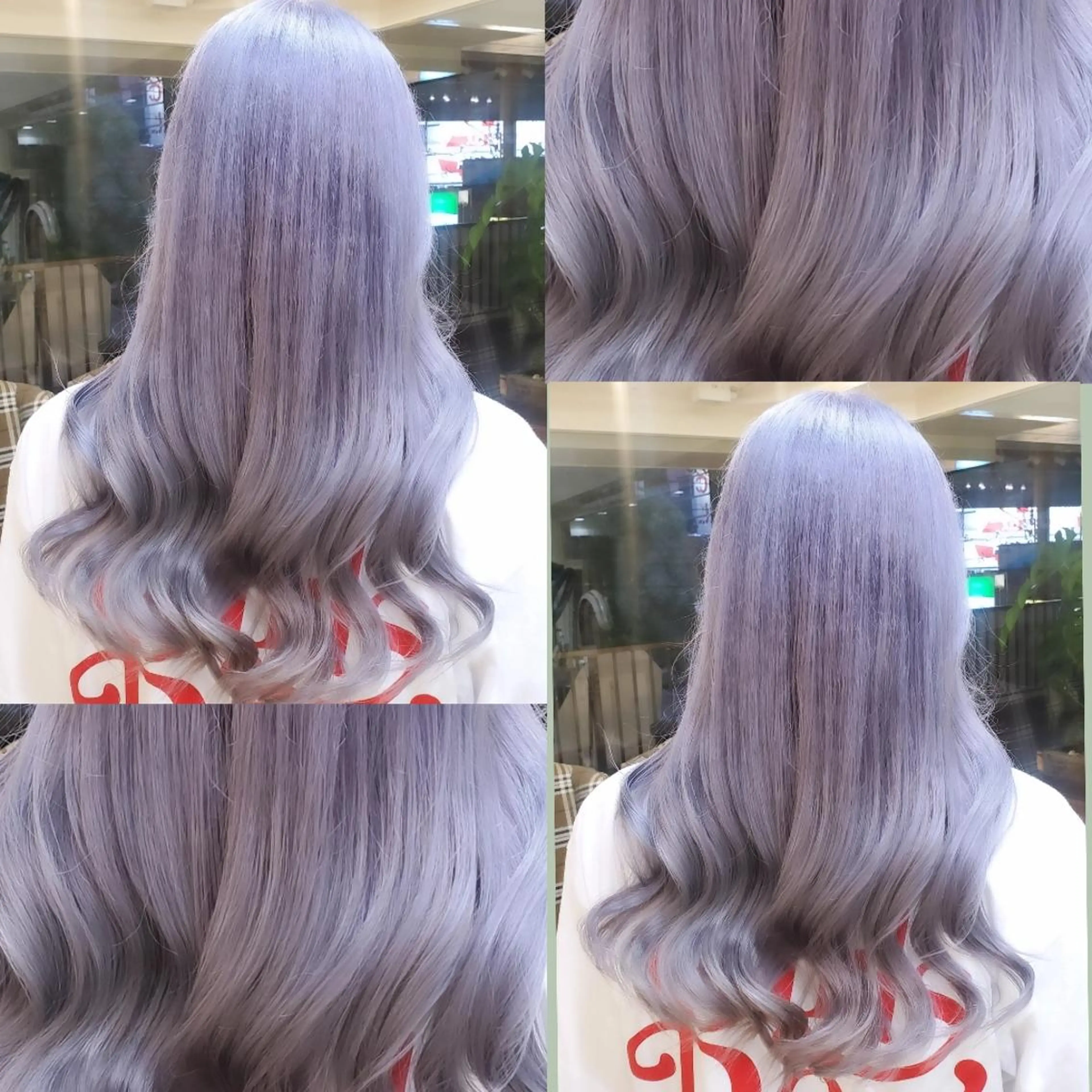 ロング ヘアカラー ツヤ髪✨縮毛矯正 ハイトーンカラーのヘアスタイル