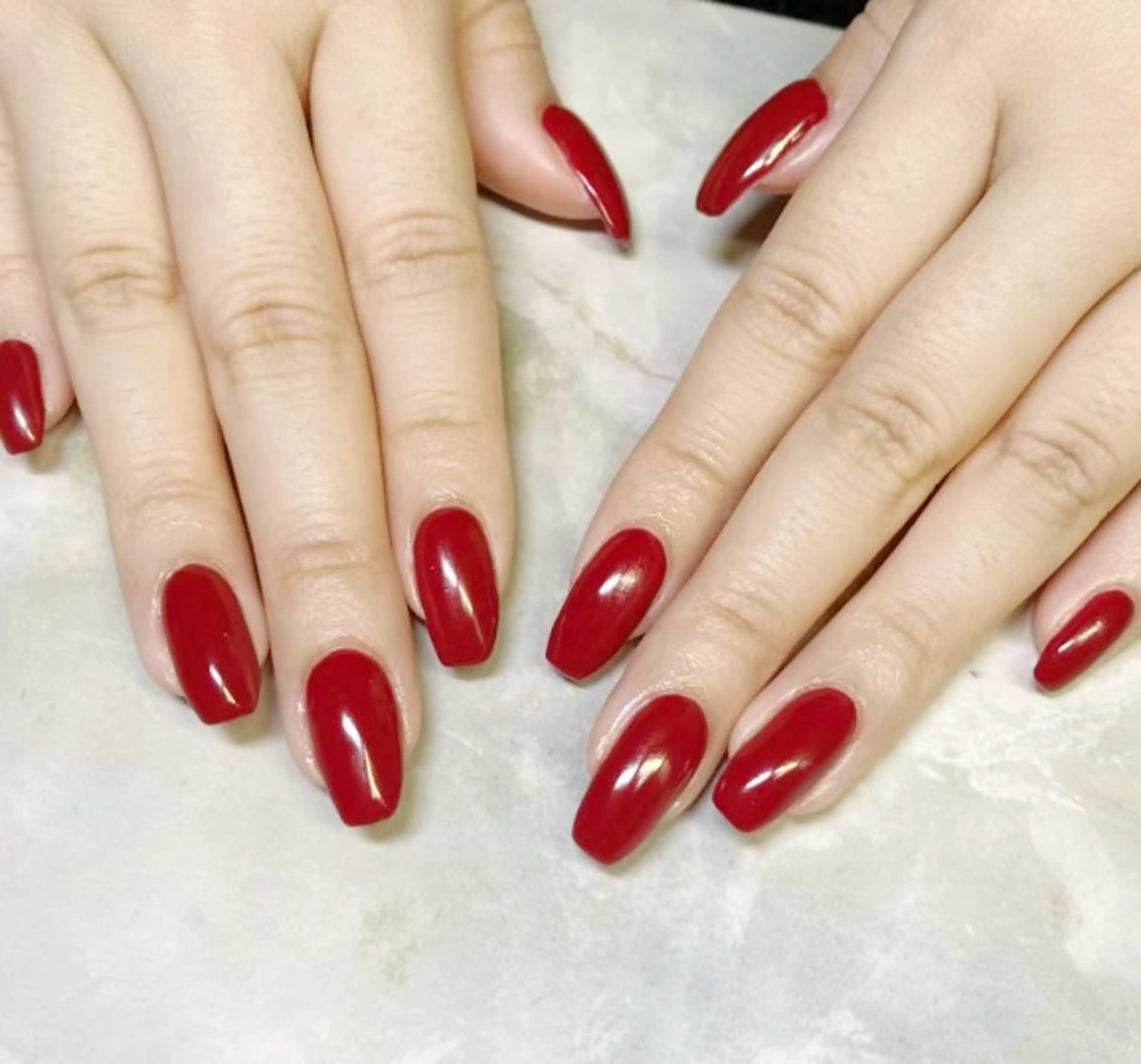 ネイル ボルドー ラメ(グリッター) ワンカラーネイル ハンドネイル rii 　nail所属・rii  nail rikoのネイルデザイン