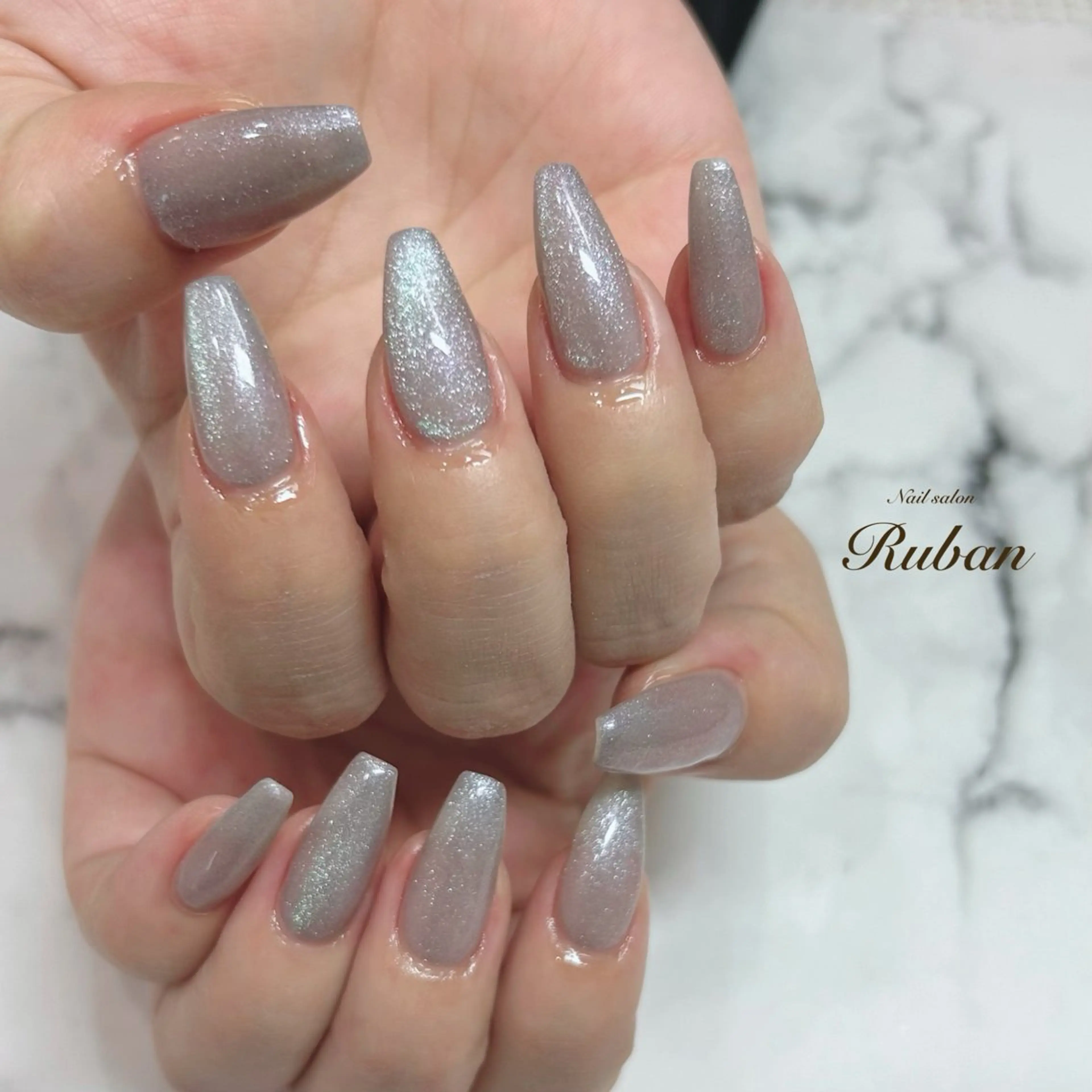 ネイル 長さ出し ロングネイル マグネットネイル ワンカラーネイル スカルプネイル Nail salon Ruban所属・Nail salon Rubanのネイルデザイン