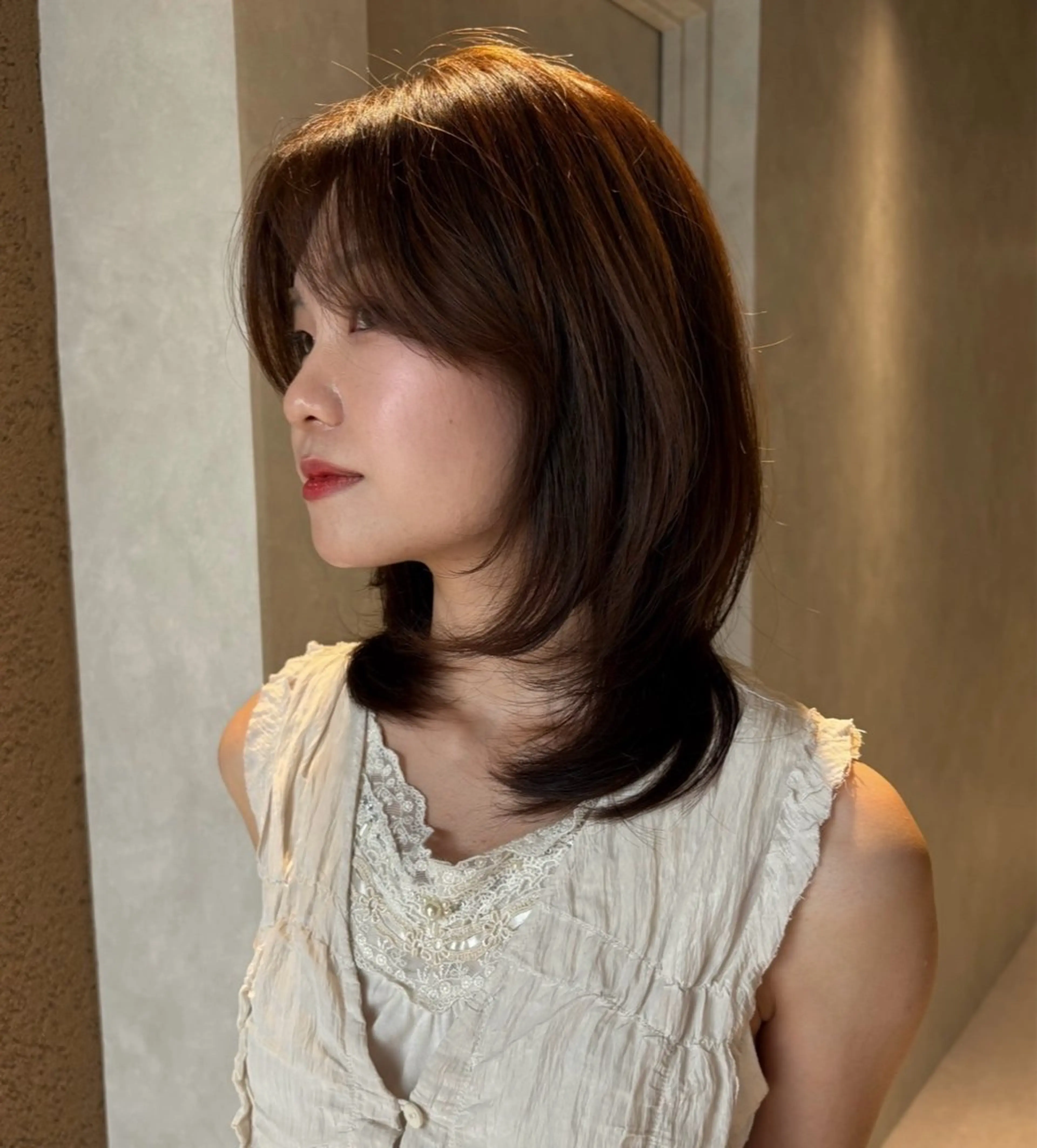 ミディアム カラー カット ヘアカラー risako🇰🇷 韓国ヘア/レイヤーのヘアスタイル