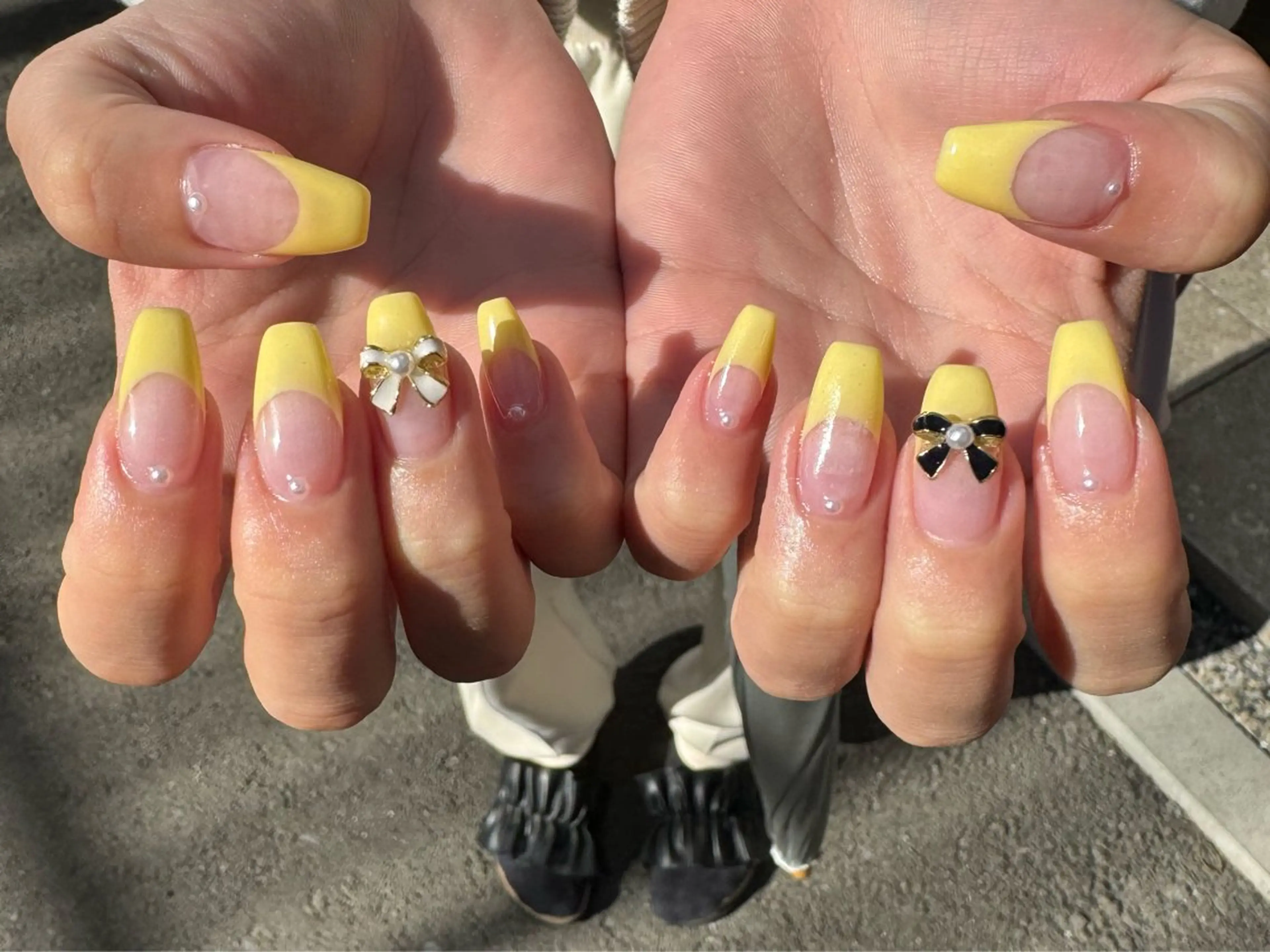 ネイル フレンチネイル ハート ロングネイル マグネットネイル ミラーネイル MH_ Nailのネイルデザイン