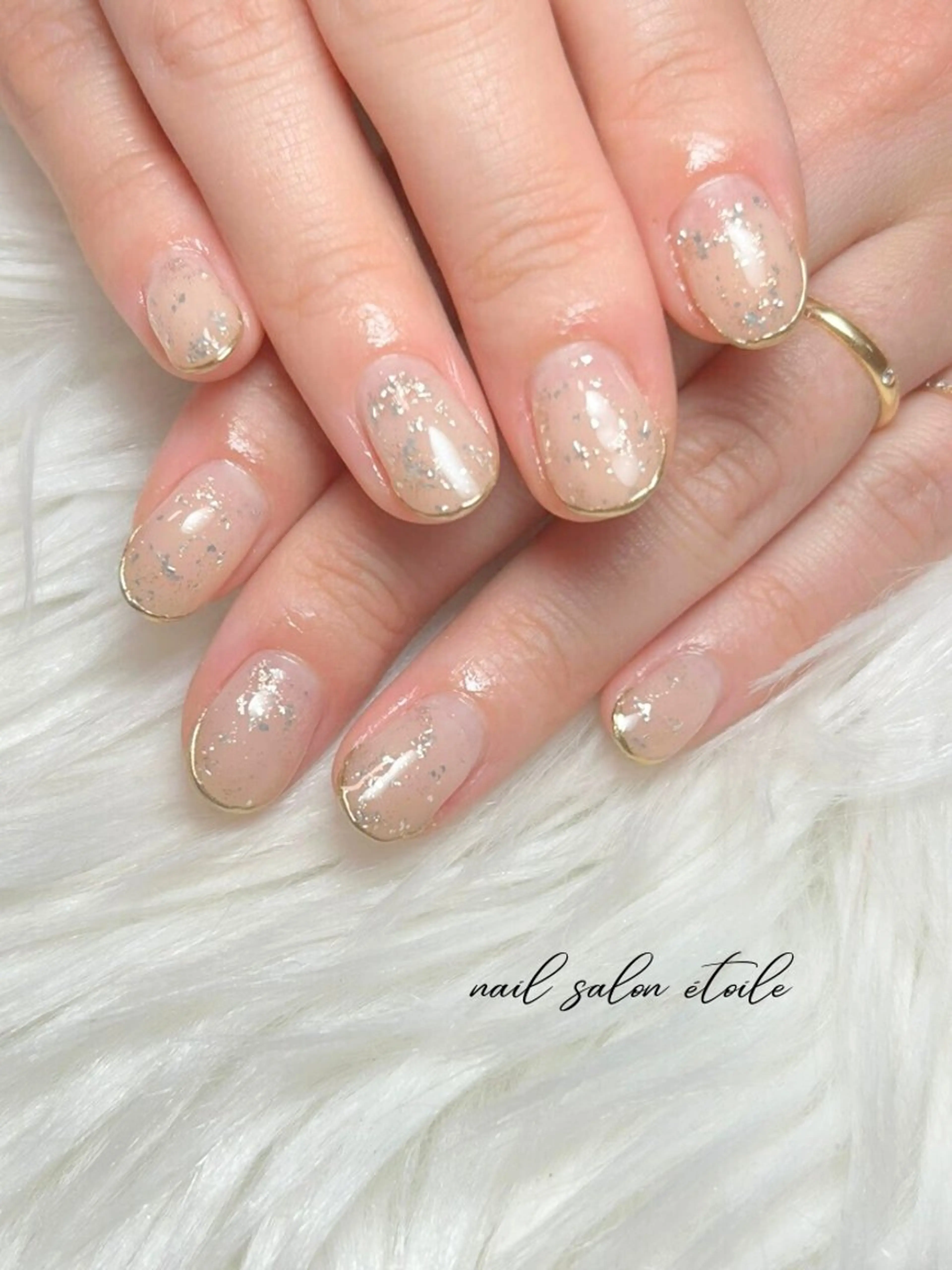 ネイル フレンチネイル ゴールド ミラーネイル オフィスネイル シンプルネイル ハンドネイル nail salon étoileのネイルデザイン