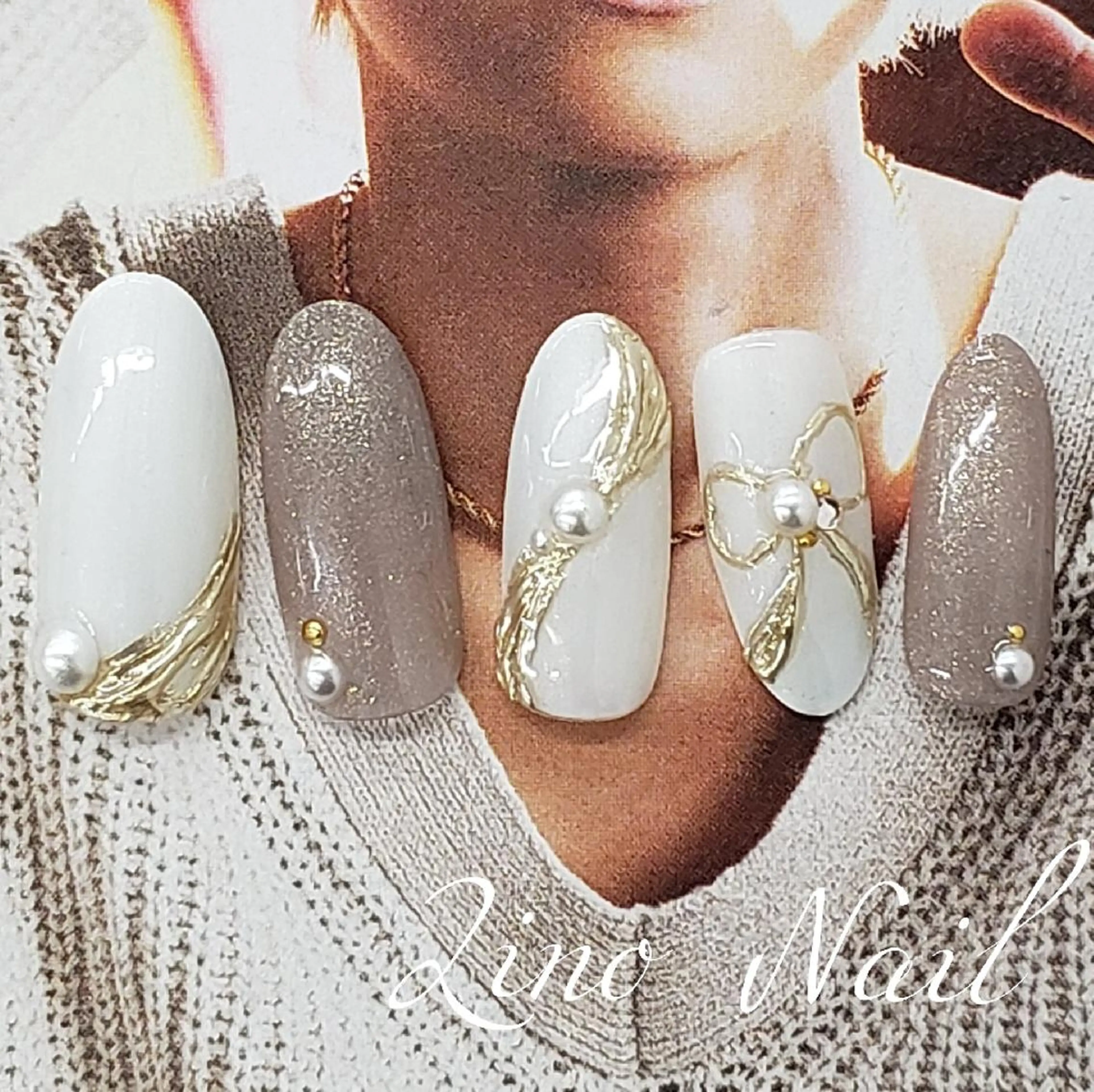 ネイル カジュアル ジェルネイル ガーリー キラキラネイル ミラーネイル ハンドネイル Lino Nailのネイルデザイン