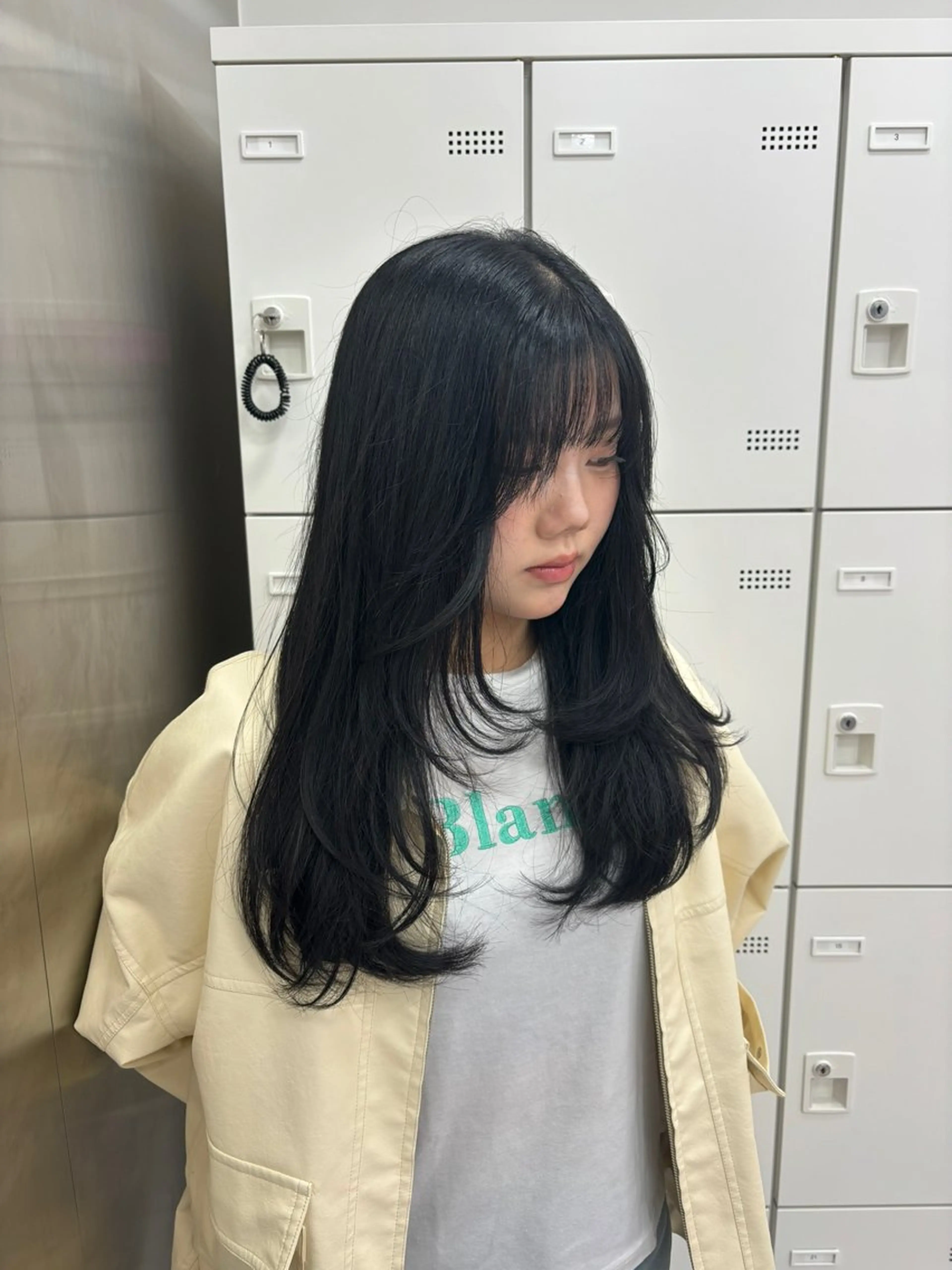 ロング カラー 韓国レイヤー ハッシュカットのヘアスタイル