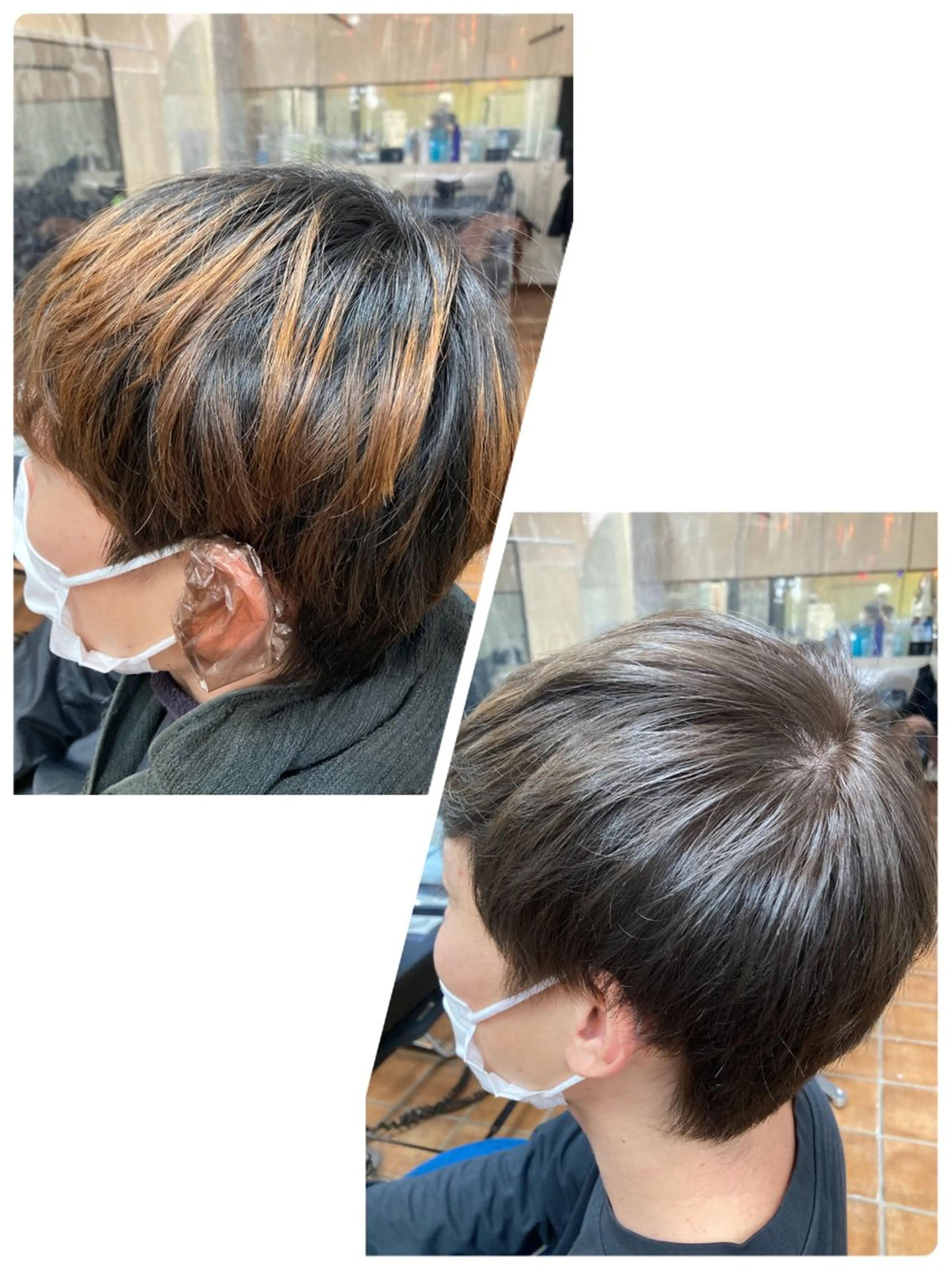 ショート カラー メンズ アッシュ オレンジ ヘアカラー 🕊髪質改善縮毛矯正 /艶髪/関内🕊あべのヘアスタイル